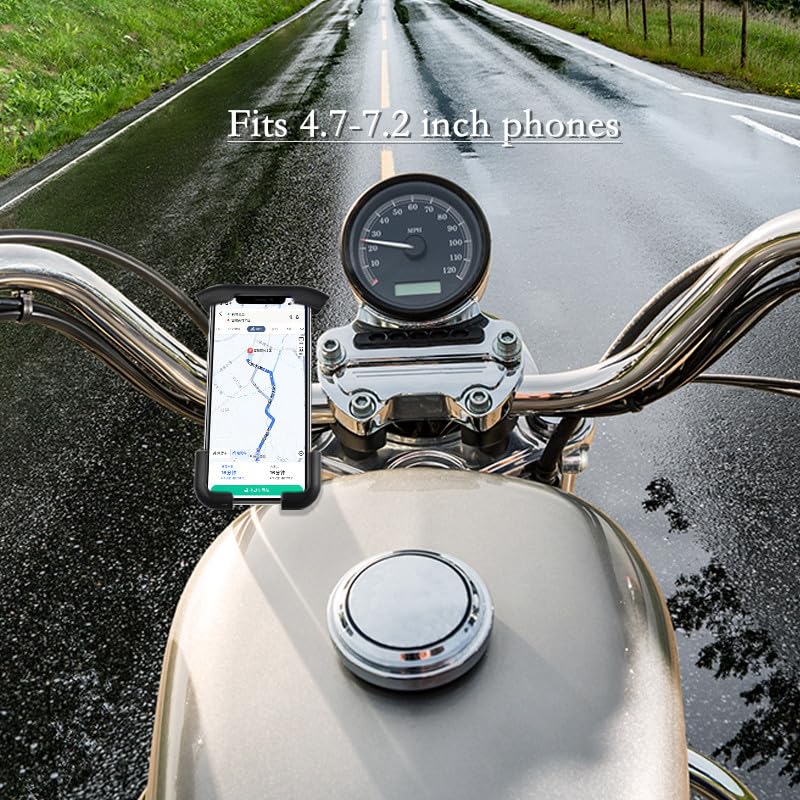VATAPO Motorbike Phone Mount - Universal Bike/Scooter Phone Holder, Secure Cell Phone Clamp for 4.7-7.2