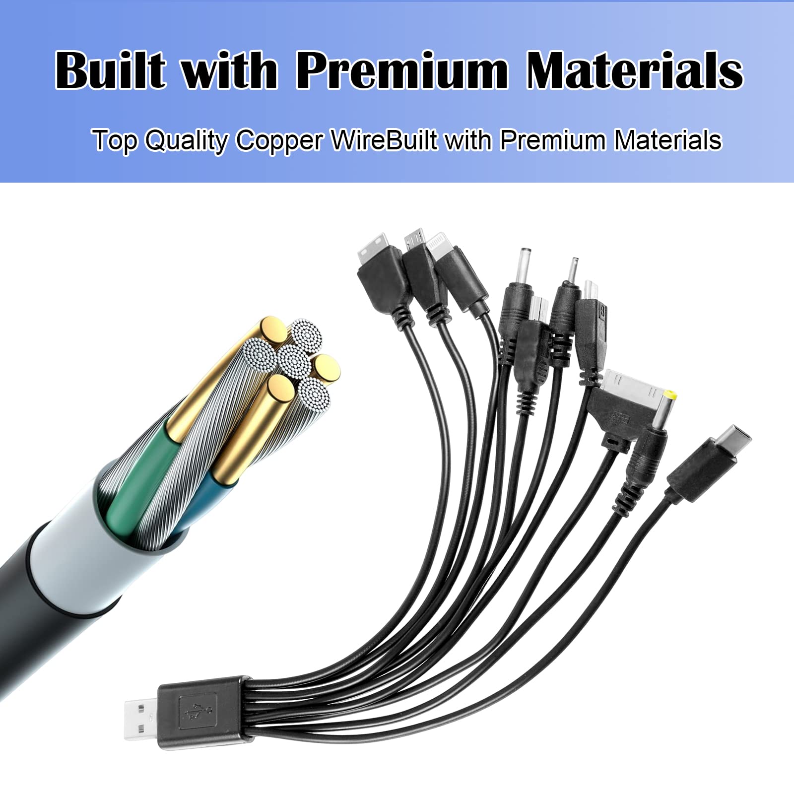 10-in-1 Universal USB Charging Cable - Multi-Port Fast Charger Compatible with iPhone, Samsung, LG, HTC, PSP & More Smartphones | Perfect for Home, Office & Travel Charging Needs