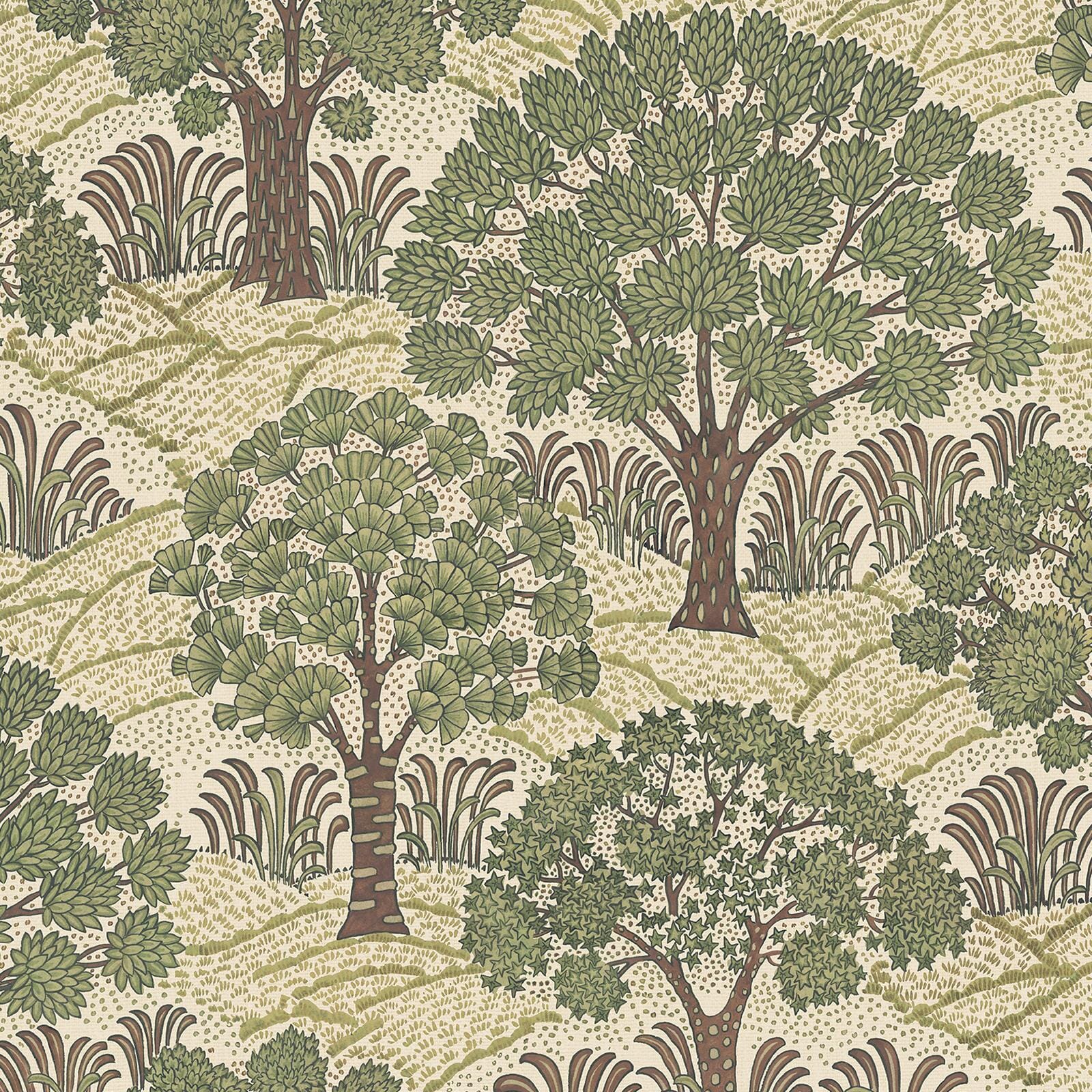 TREES PLEASE Wallpaper Sample in Ecru - Premium Peel and Stick Wallpaper for Home Decor, Bedroom, Living Room, Nursery