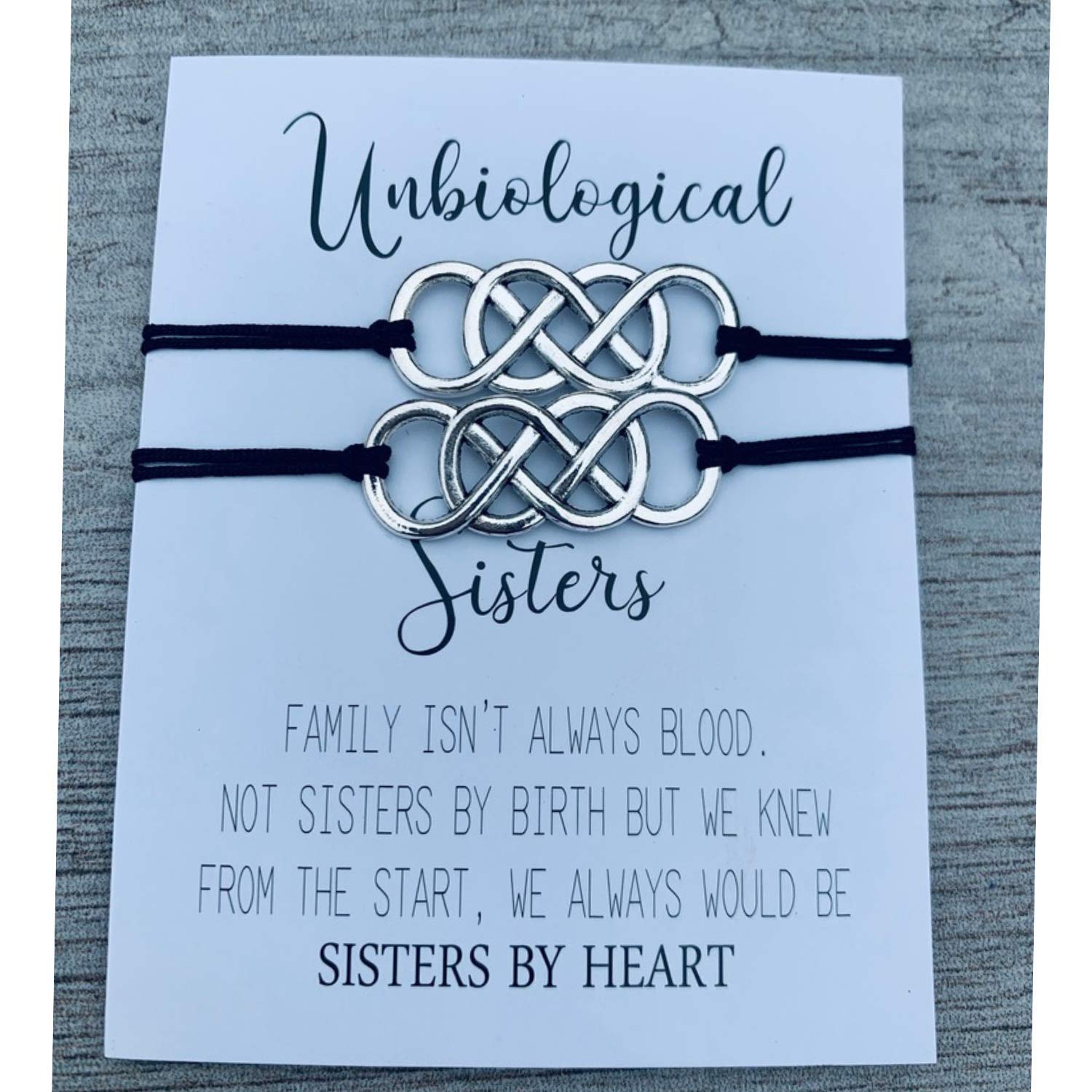 Infinity Sister Charm Bracelets (2 Pack) - Adjustable Friendship Bracelets for Women & Teens - Soul Sister Knot Bracelets - Perfect for Best Friends, Birthday Gifts & Sisterhood Celebrations