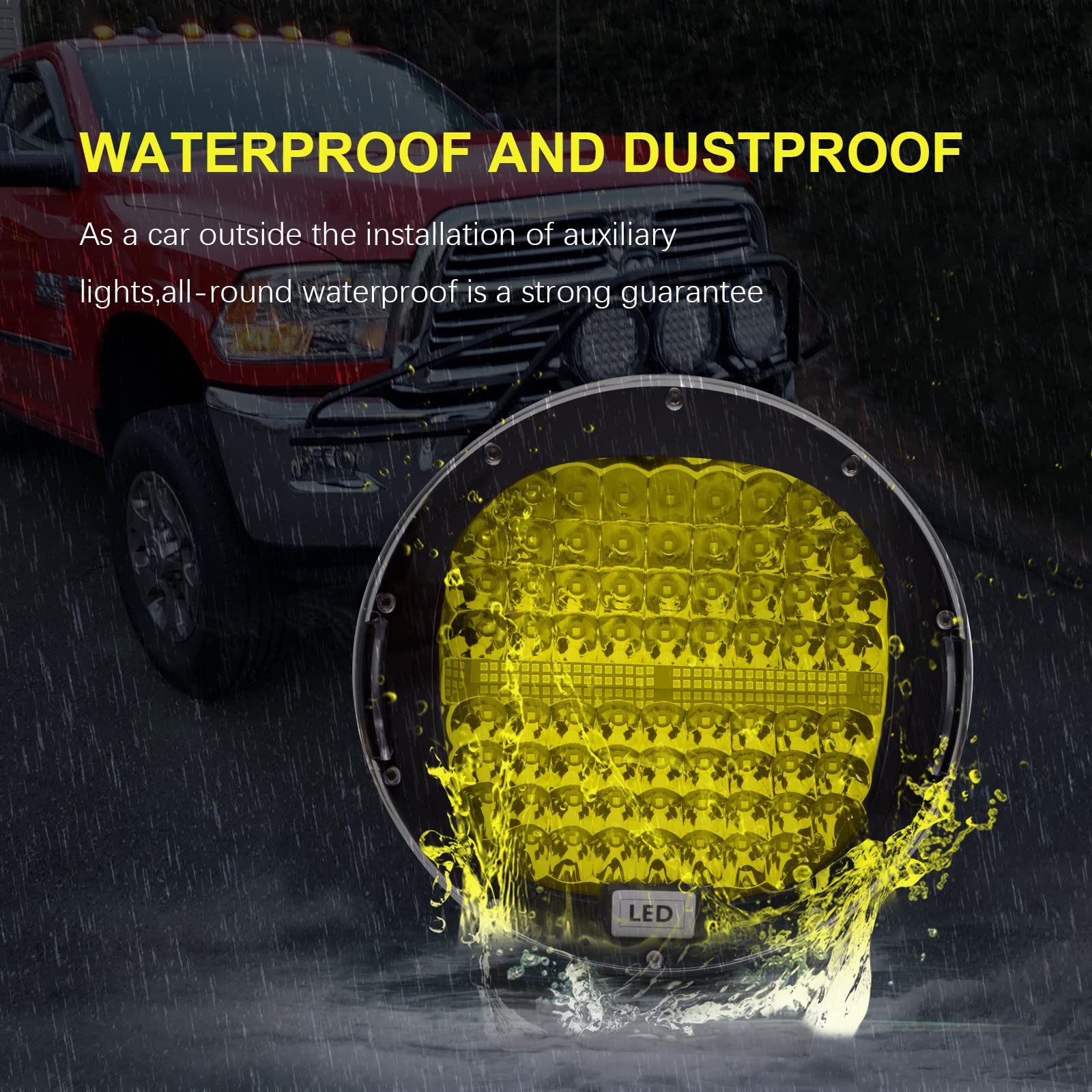 9 Inch Round LED Light Bar - 2PCS Amber Offroad Lights 408W Waterproof Spot Beam, Work Light & Driving Light for Trucks, SUVs, ATVs, Tractors & Boats | Durable Fog Lights for Night Driving & Off-Road Adventures