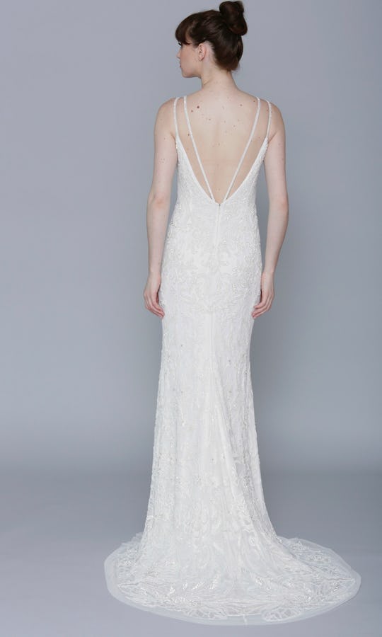 Theia Irina 890219 Elegant Lace Wedding Dress with Long Train - Perfect for Bridal Ceremony, Formal Events & Romantic Photos
