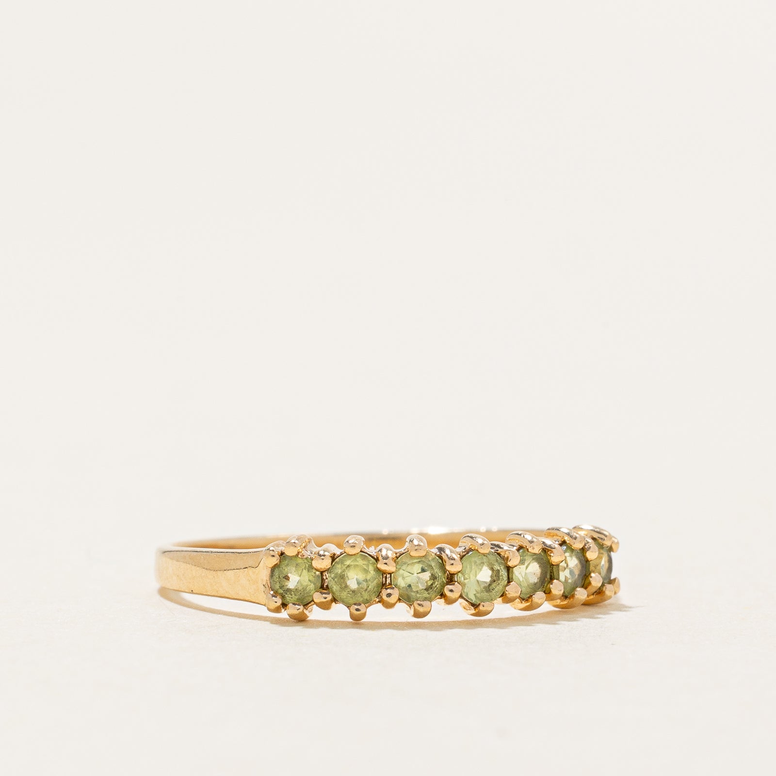 Peridot Semi Eternity Ring - 0.25 Carat Total Weight - Size 7.25 - Dainty Green Gemstone Band for Women - Perfect for Anniversary, Birthday & Everyday Elegance
