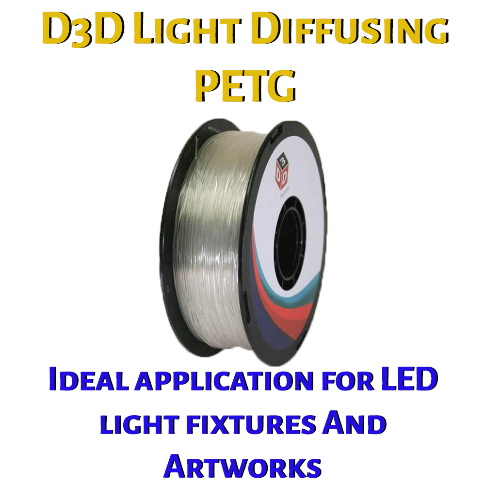 Premium D3D Light Diffusing PETG Filament 1.75mm - 1kg Spool (2.2 lbs) for 3D Printing, Smooth Surface & Even Light Diffusion - Perfect for LED Lamps, Light Covers & Decorative Projects
