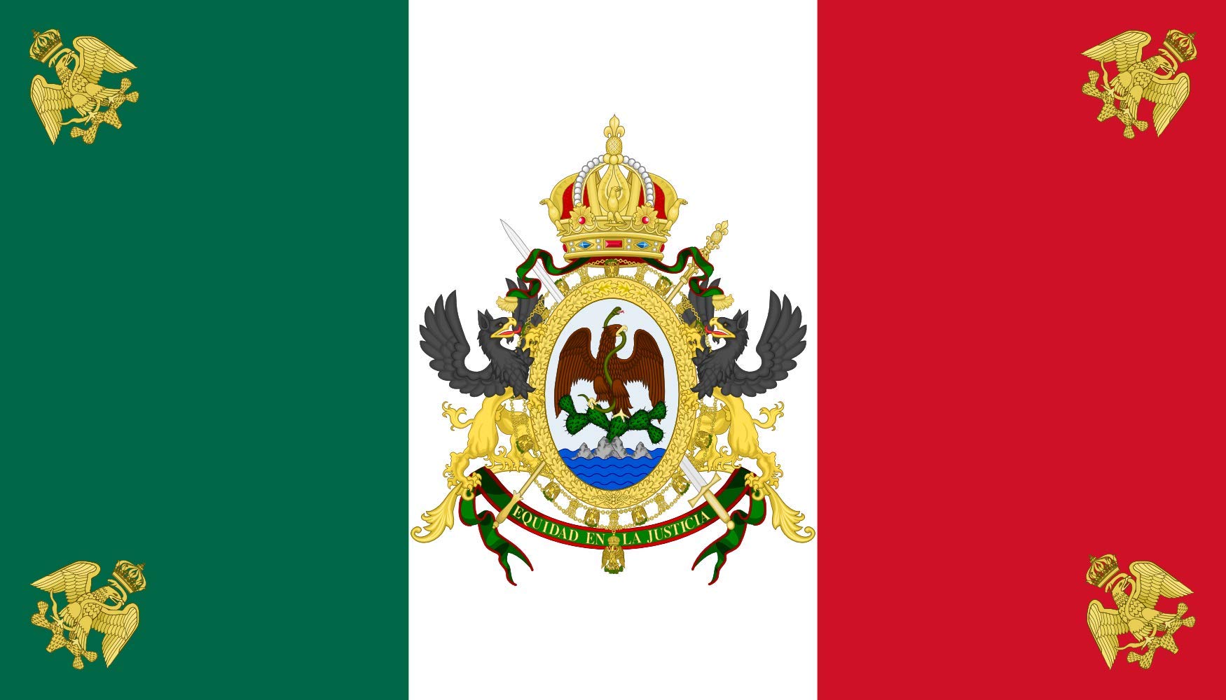 Mexico 1864-1867 Historical Flag - 20x30cm (8x12in) Landscape Car Flag - 0.06m² (0.65sqft) for Vehicles, Parades & Historical Reenactments