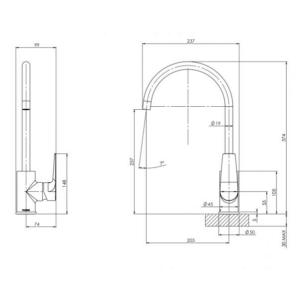 Arlo 200mm Gooseneck Chrome Kitchen Sink Faucet - Modern Pull-Down Sprayer for Washing Dishes, Vegetables & Filling Pots