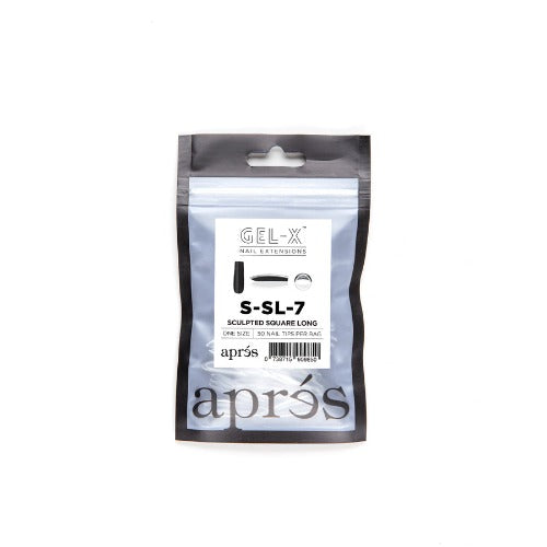 Apres Gel X Refill Tips 2.0 - 50pc Long Square Sculpted Nail Tips for Professional Salon & DIY Manicures - Perfect for Acrylic, Gel & Nail Extensions