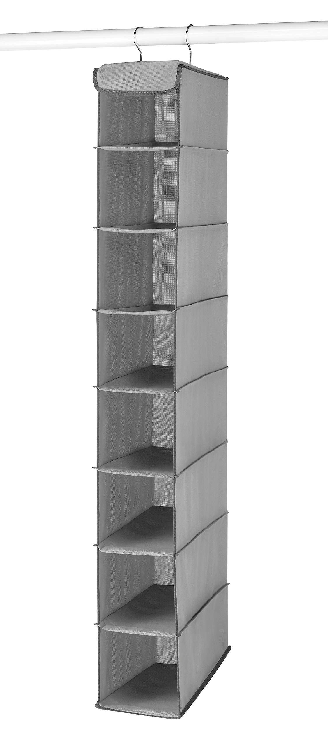 Whitmor 8-Section Hanging Shoe Organizer for Closet - Space Saving Grey Shoe Storage Shelf - Perfect for Bedrooms, Dorm Rooms & Small Spaces