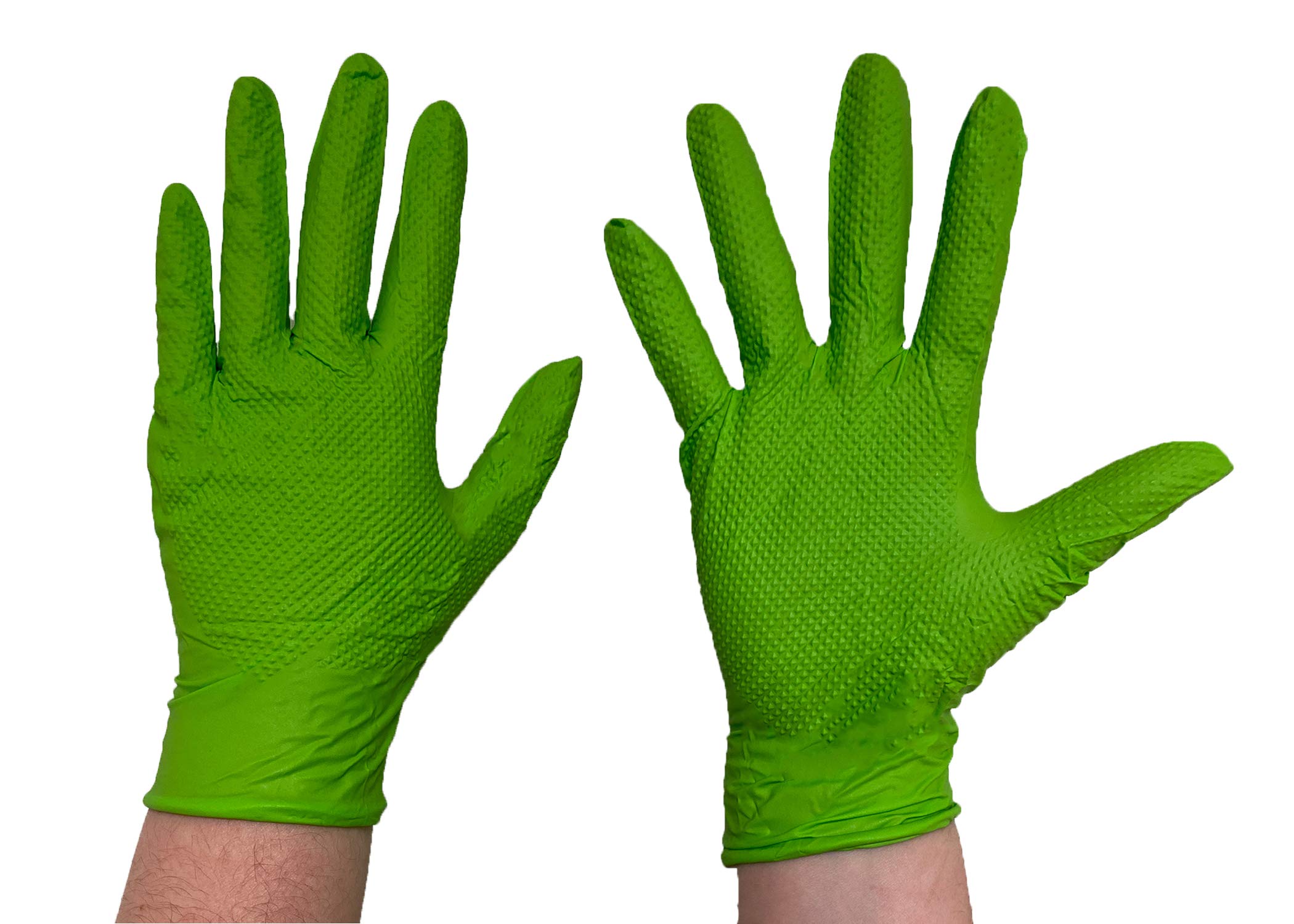 Premium Powder-Free Green Nitrile Gloves - 8 Mil Thick, Ambidextrous, Diamond Texture, Sizes M-XXL (Case Pack) - Ideal for Medical, Food Service, Cleaning & Industrial Use