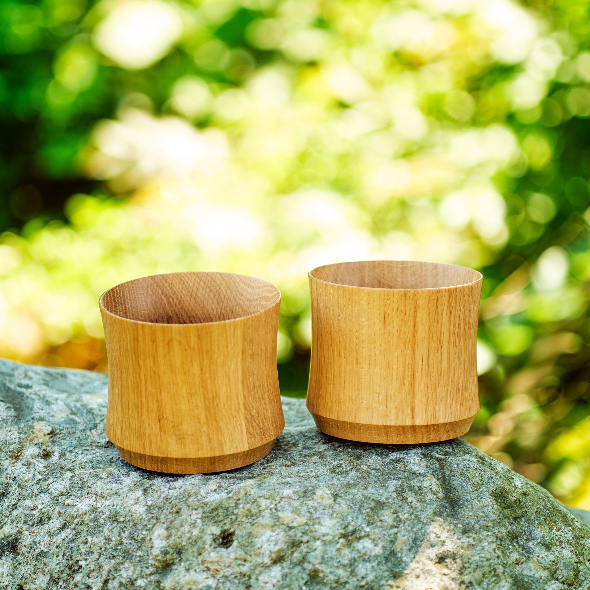 Handcrafted Mizunara Oak Whiskey Glasses Set of 2 - Japanese Wooden Tumbler Cups for Bourbon, Scotch & Whiskey Tasting - Perfect for Home Bar, Gifts & Special Occasions