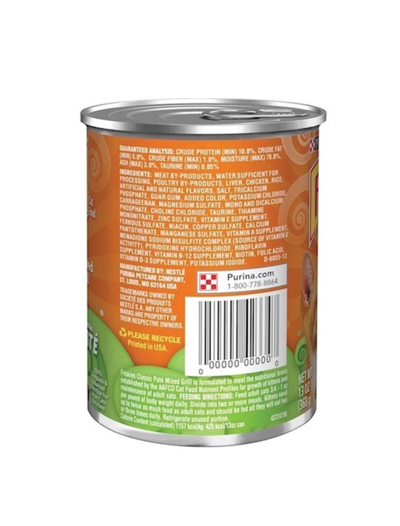 Friskies Mixed Grill Wet Cat Food - 12.98oz (368g) Canned Cat Food with Real Meat, Gravy & Vegetables - High Protein Meal for Adult Cats - Perfect for Mealtime, Travel & Feeding Picky Eaters