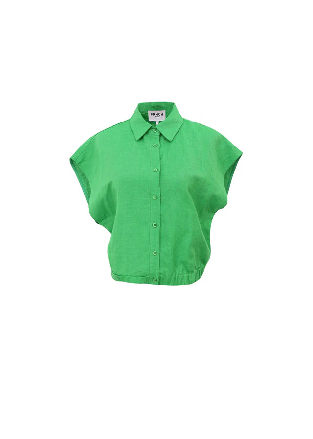 Elvan Sleeveless Women's Blouse - Emerald Green V-Neck Summer Top for Casual Wear & Office Outfits