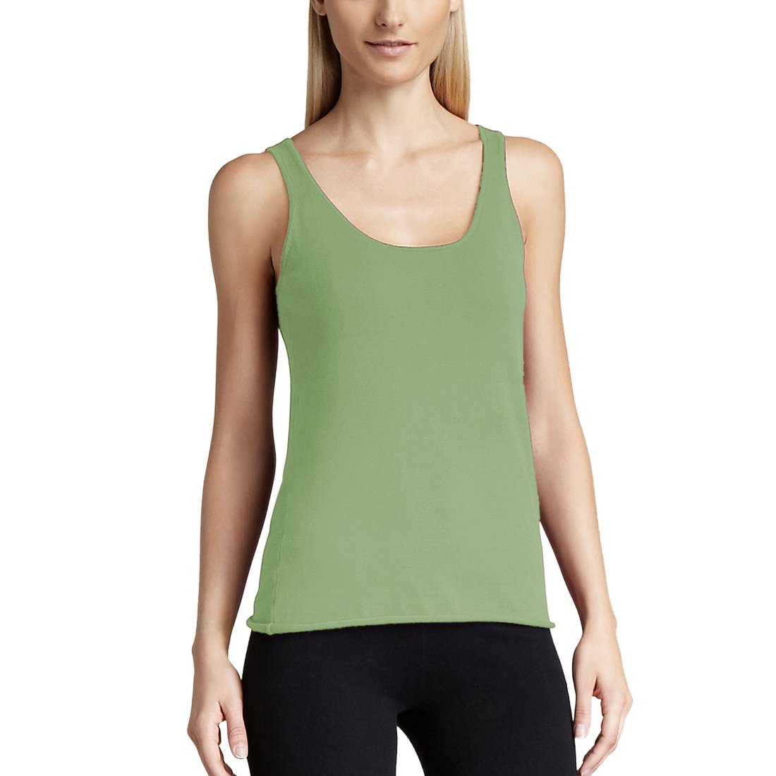 Parisbonbon Women's 100% Cashmere Scoop Neck Tank Top - Soft & Luxurious Lime Green Summer Top - Size 5X - Perfect for Casual Wear, Layering & Office Outfits