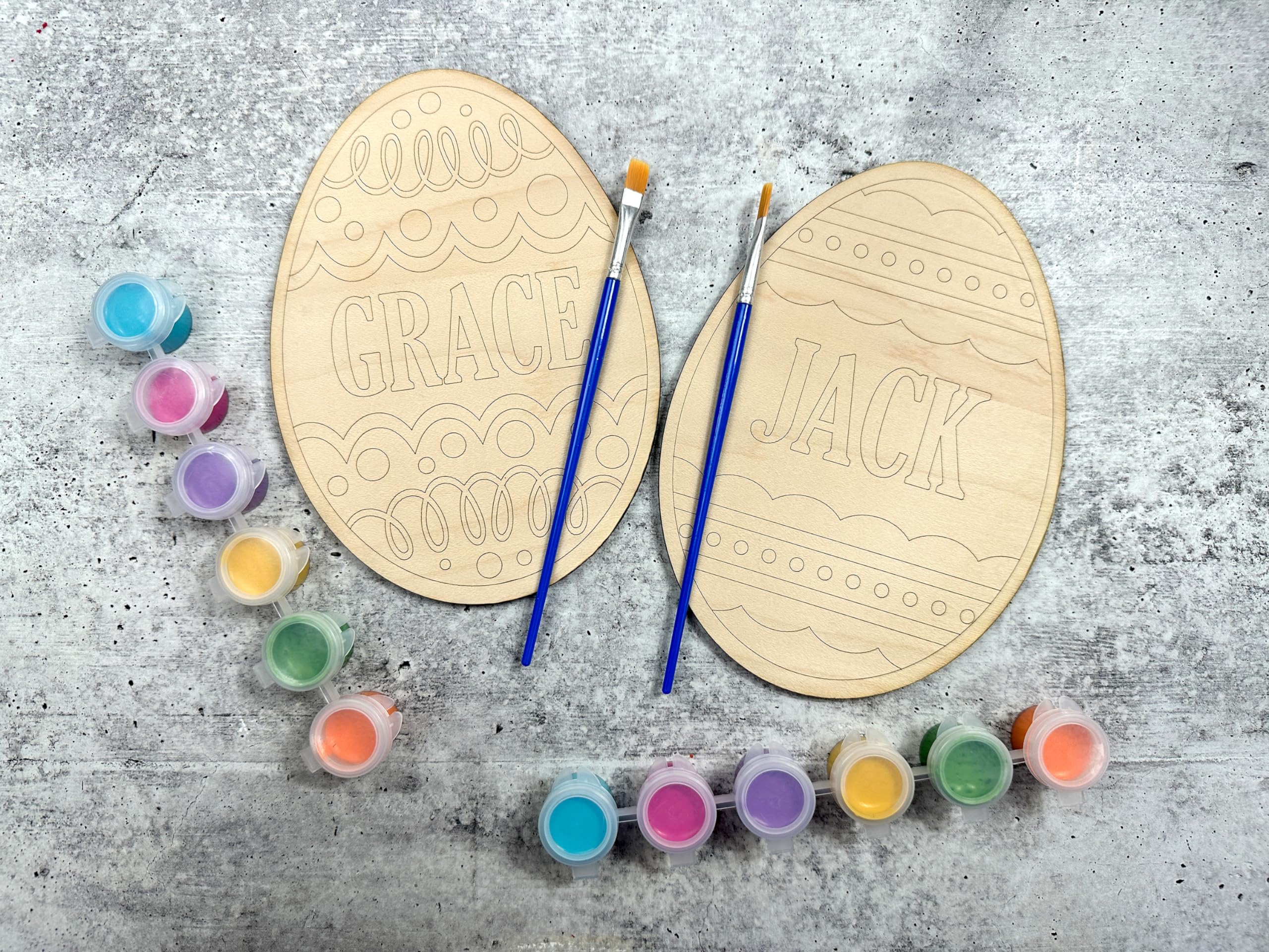 Custom Name Wooden Easter Egg Paint Kit for Kids - 7