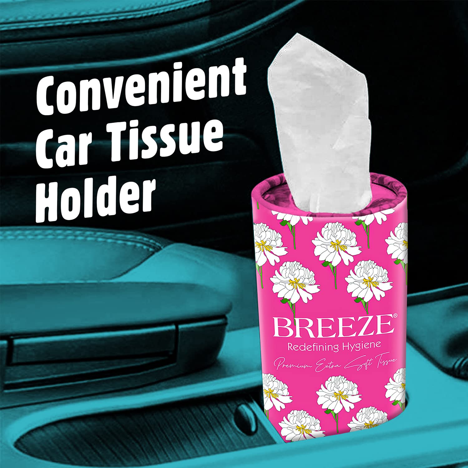 BREEZE Round Box Facial Tissues - 2-Ply, 120 Sheets per Box, 60 Pulls, 3-Pack Multicolor Rectangular Box | Soft & Strong for Home, Office & Travel Use