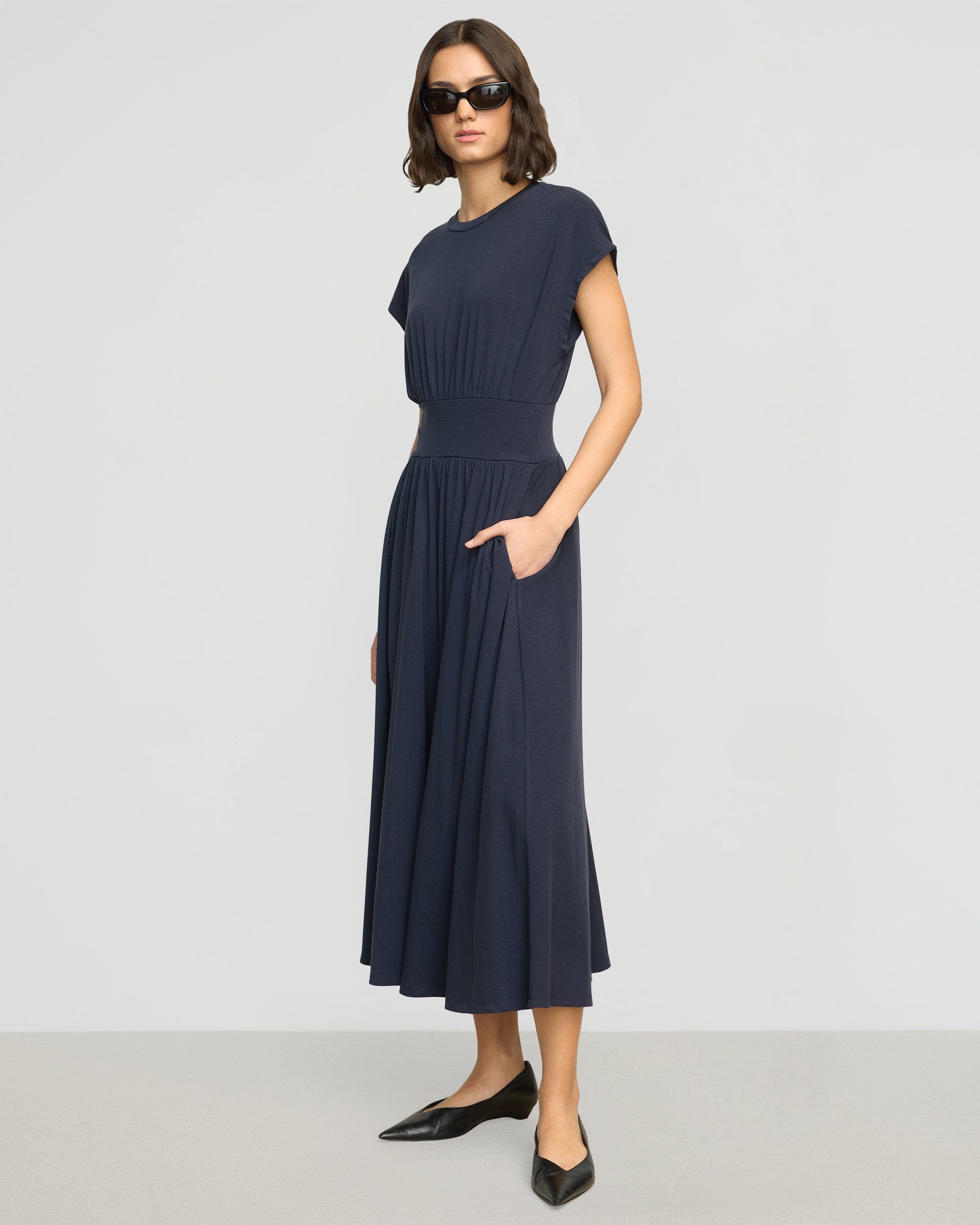 Prima Jersey Midi Dress for Women - Flowy Summer Casual Dress with Pockets | Perfect for Beach, Brunch & Date Nights