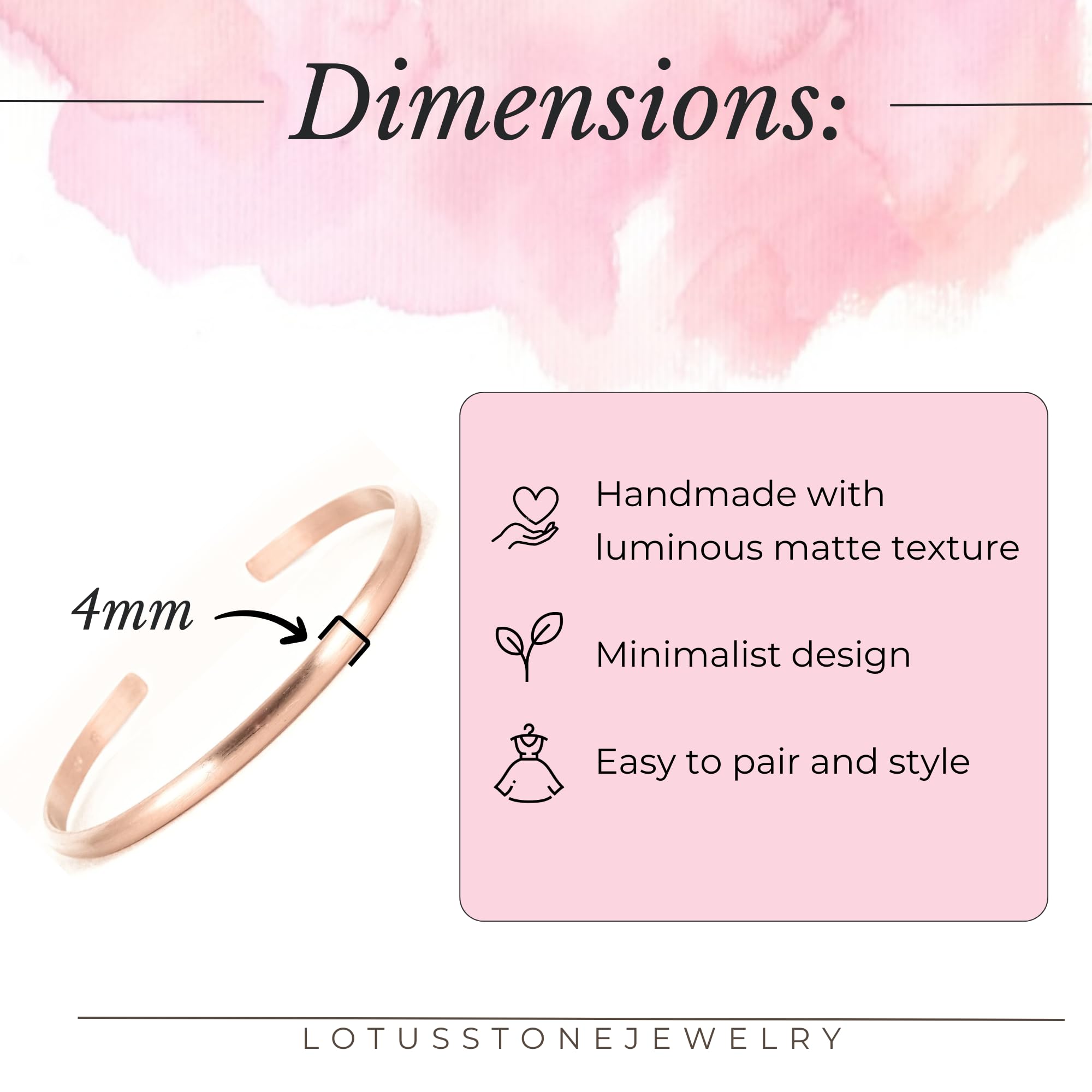 Rose Gold Filled Wide Matte Cuff Bracelet for Women - Brushed Satin Texture Stackable Bangle by Lotus Stone Jewelry (Large) | Perfect for Layering, Everyday Wear & Special Occasions