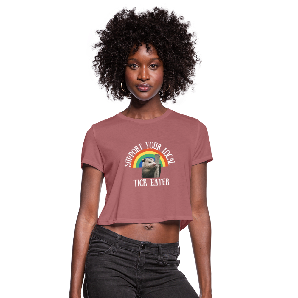 Opossum Support Women's Cropped T-Shirt | Funny Animal Lover Tee | Casual Streetwear & Summer Outfit Essential