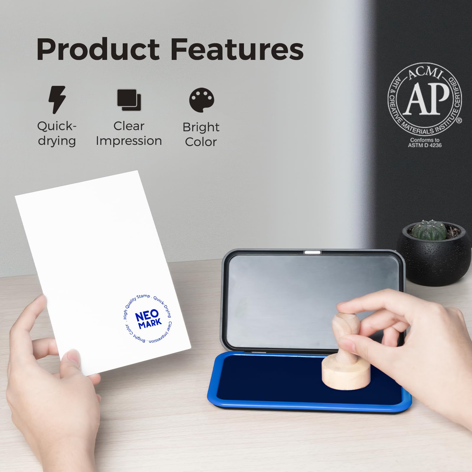 Premium Quick-Drying Stamp Ink - AP-Certified Non-Toxic Refill Ink for Self-Inking Stamps, Date Stamps & Stamp Pads (1oz, Blue) - Ideal for Office, School & Craft Projects