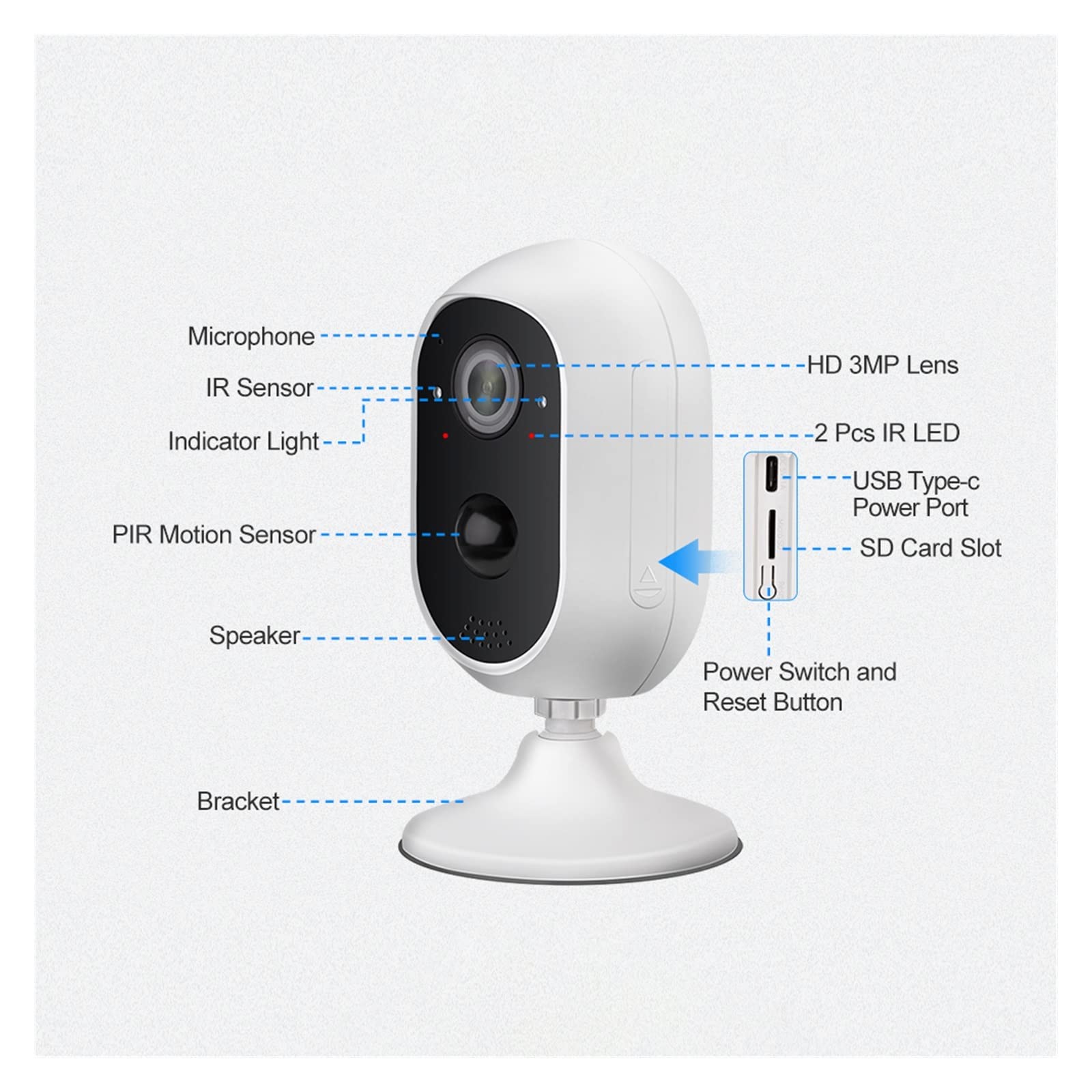 SilteD 3MP Solar Security Camera Outdoor - Wireless Rechargeable WiFi IP Camera with Solar Panel & PIR Motion Detection for Smart Home Security (Weatherproof, Night Vision) - Perfect for Backyard, Garage & Property Monitoring