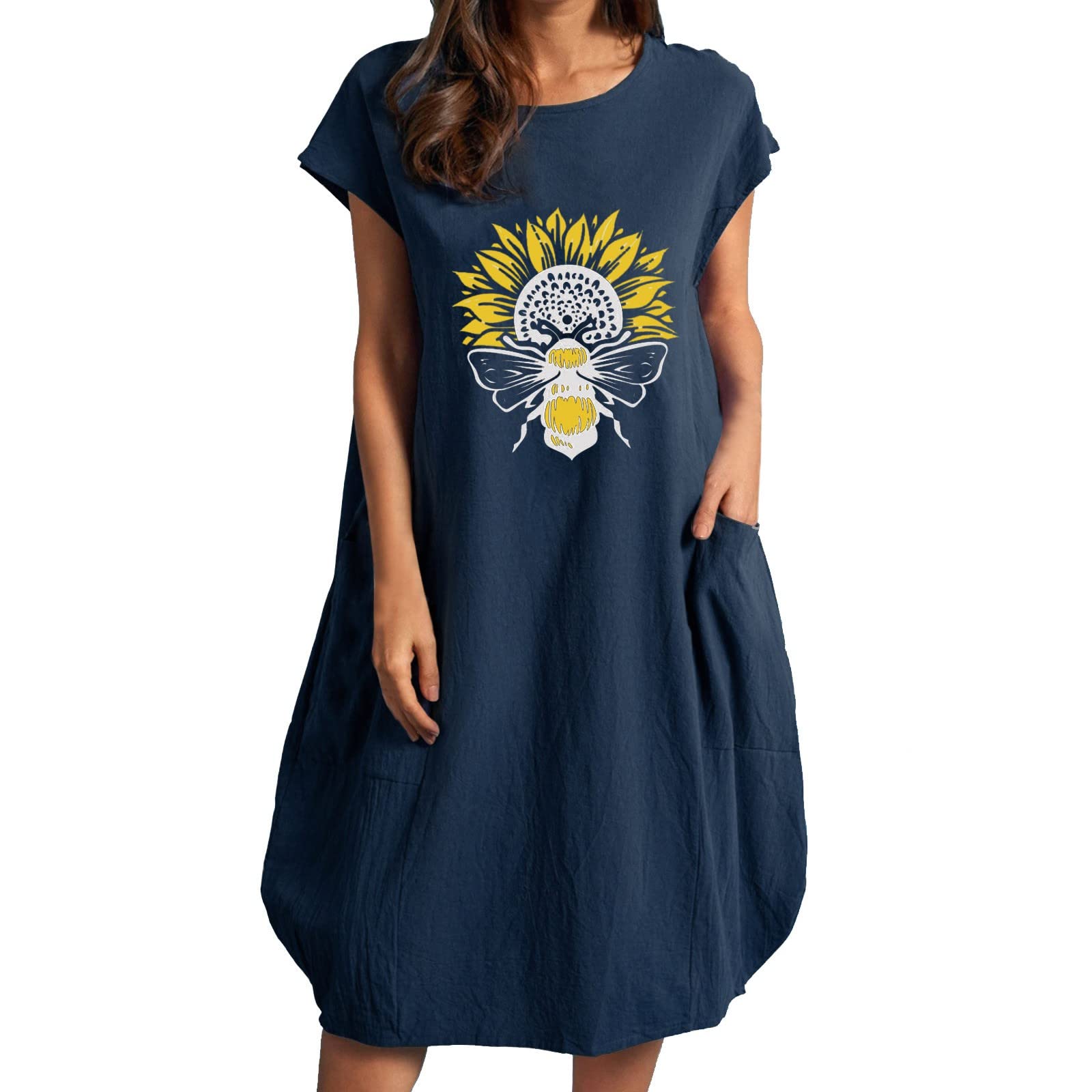Women's Summer Dresses - Flowy Tie Back Long Sleeve Beach Dress with Lantern Sleeves | Casual Sundress for Vacations, Beach Outings & Summer Parties