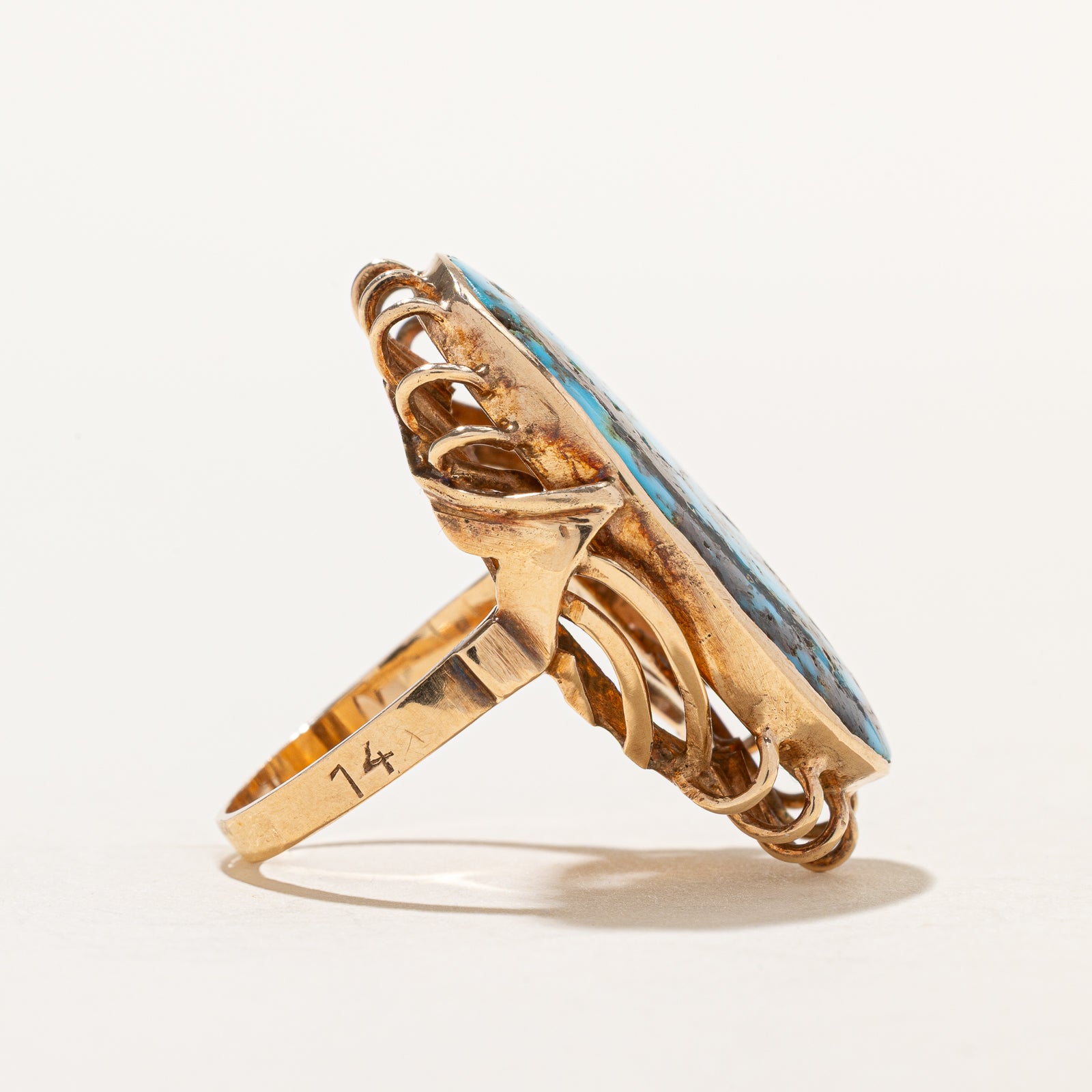 10.00ct Genuine Treated Turquoise Cocktail Ring - Size 7.25 | Elegant Statement Jewelry for Women | Perfect for Parties, Weddings & Special Occasions