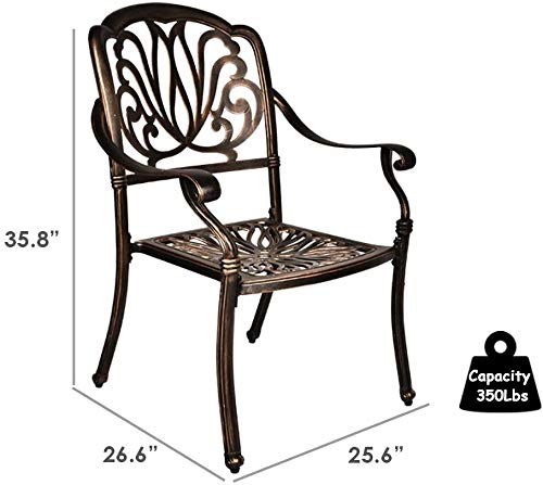 2-Piece Patio Bistro Chairs Set - Outdoor Dining Chairs with Cast Aluminum Frame & Antique Bronze Finish - Perfect for Home Patio, Garden, Deck, and Backyard Relaxation