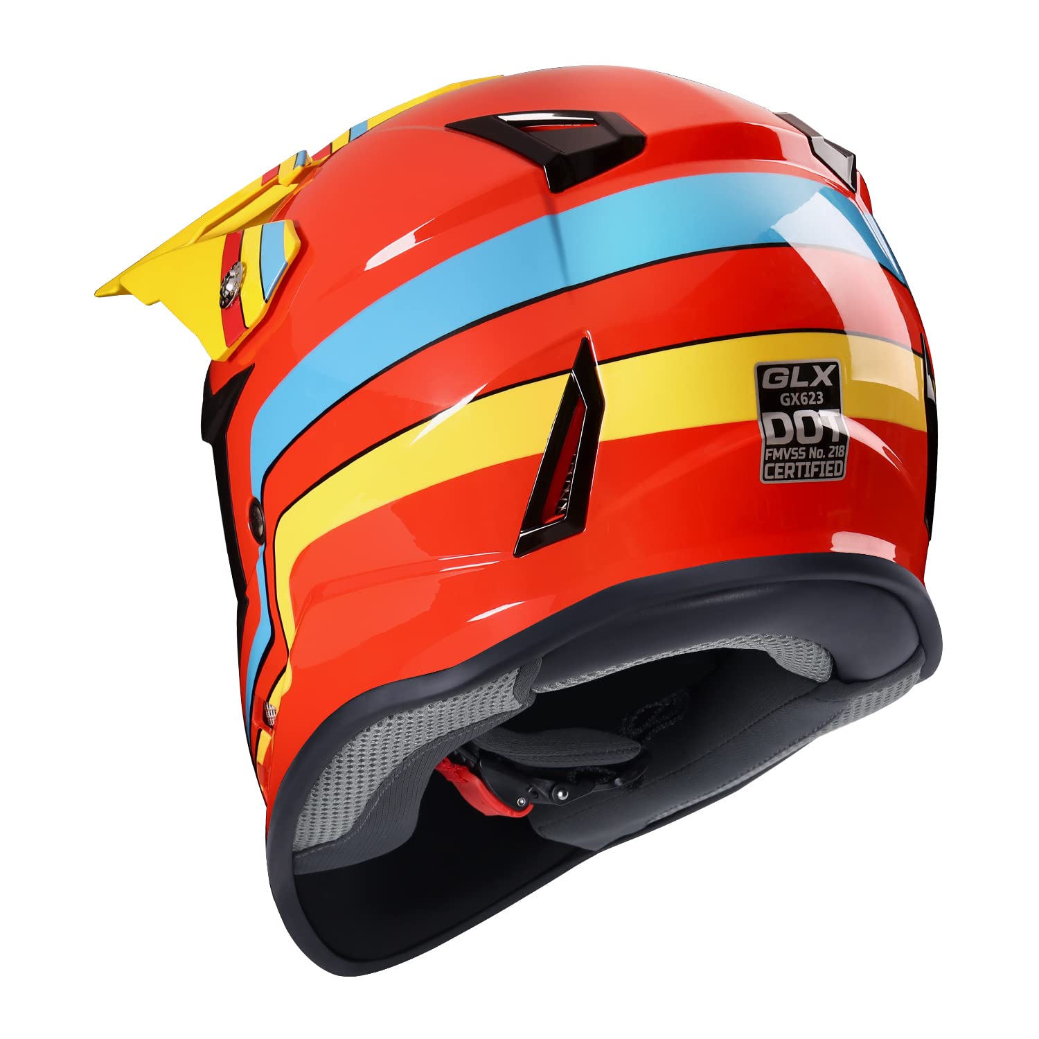 GLX GX623 Youth ATV Helmet & Dirt Bike Helmet Combo - DOT Certified Small Size Retro Red - Perfect for Kids Off-Road Riding, Motocross & ATV Adventures