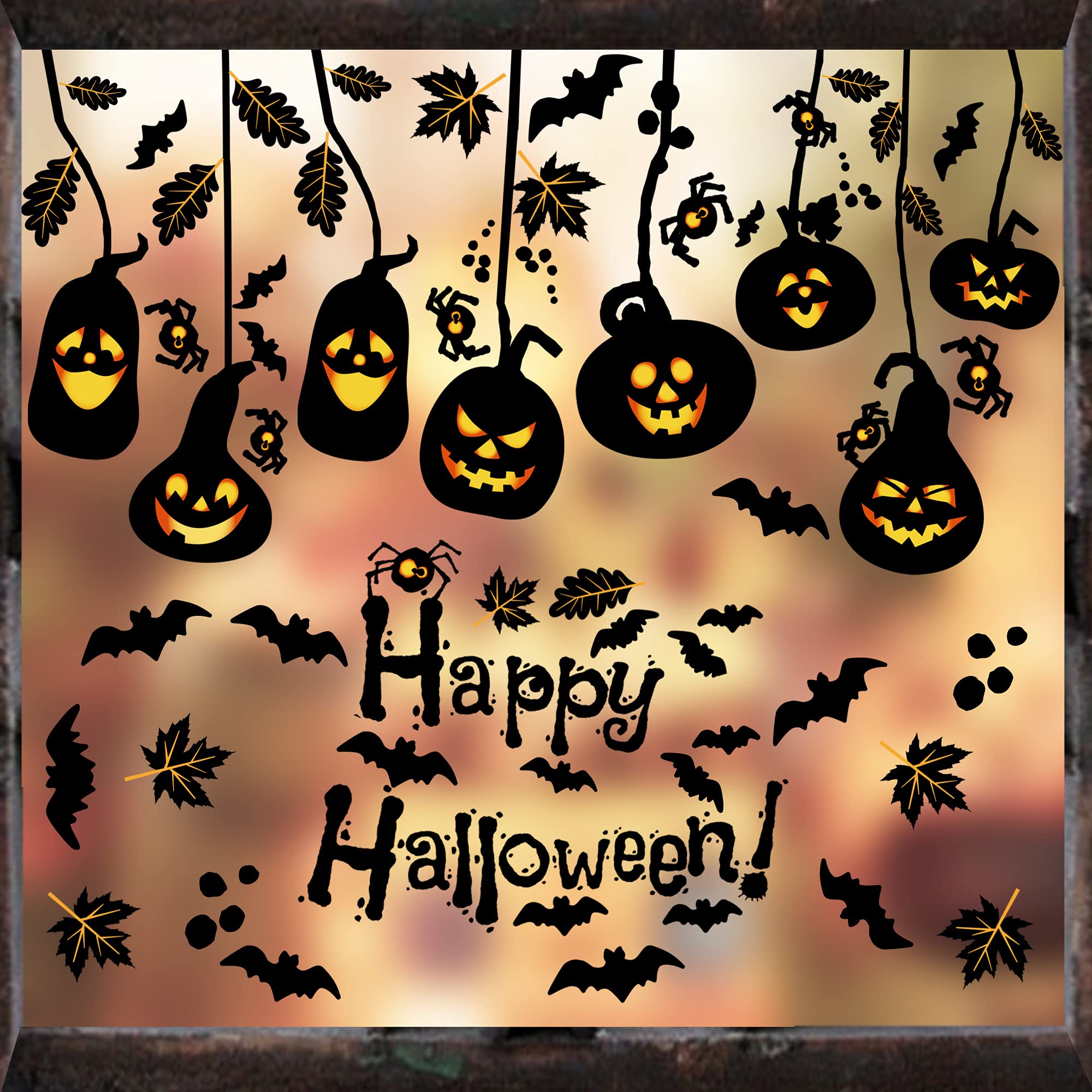 Halloween Pumpkin Window Clings - Removable Window Stickers for Home & Party Decor, Pumpkin Decals for Halloween Decorations (Black Pumpkin) - Perfect for Windows, Doors & Glass Surfaces