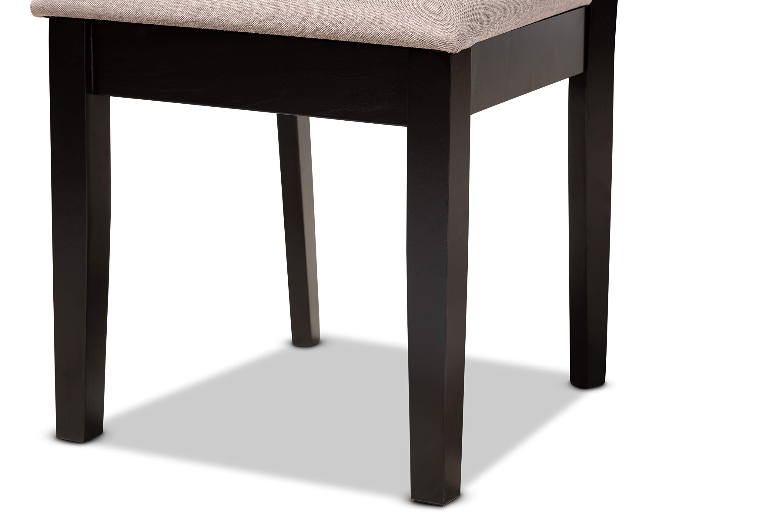 Baxton Studio Jackson 4-Piece Dining Chair Set - Upholstered Sand Fabric Seats with Espresso Brown Wood Finish - Perfect for Kitchen, Dining Room & Breakfast Nook
