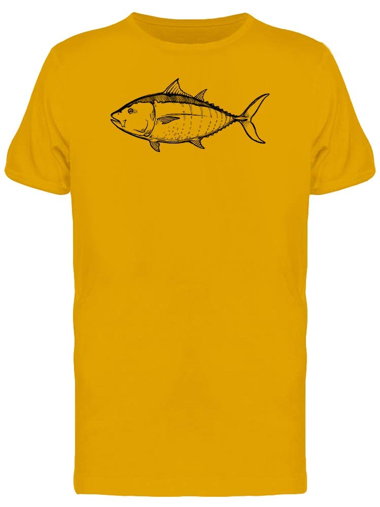 Blue Fin Tuna Sketch Graphic T-Shirt for Men - Casual Cotton Tee for Fishing Enthusiasts & Ocean Lovers