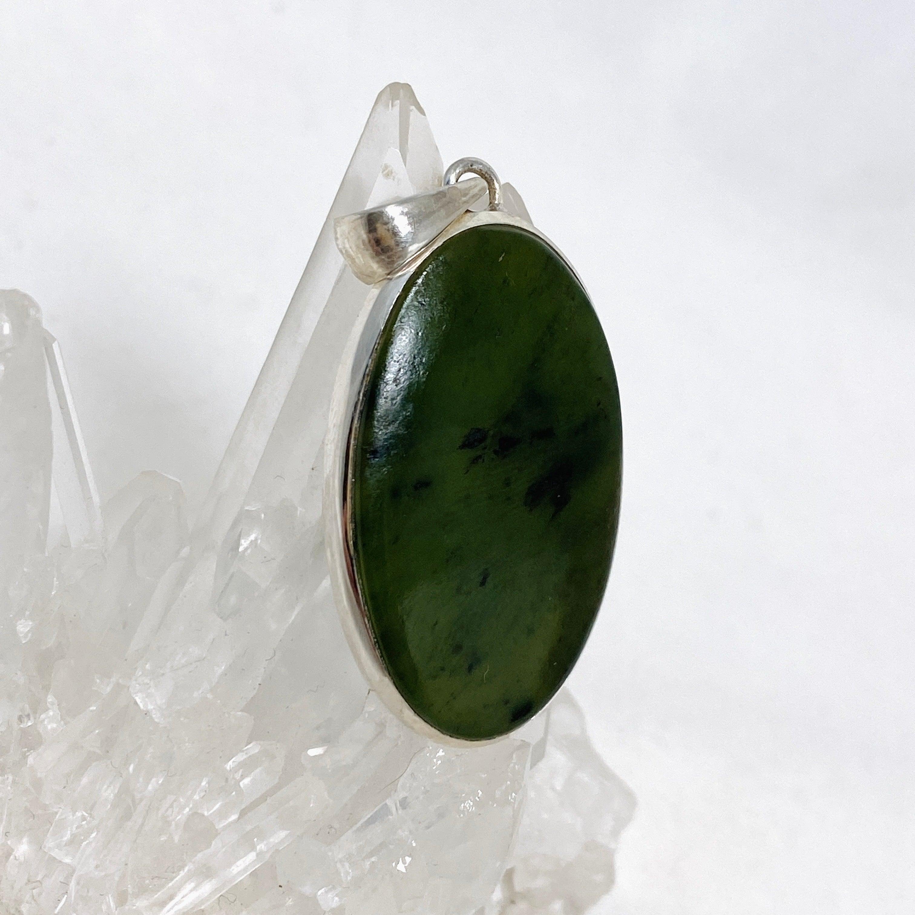 Natural Siberian Jade Nephrite Oval Pendant Necklace - Handcrafted Gemstone Jewelry for Women - Perfect for Meditation, Healing & Spiritual Gifts