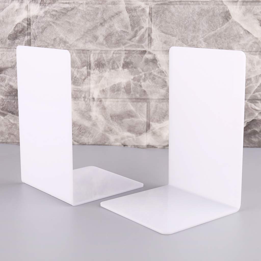 2Pcs Clear Acrylic Bookends - Heavy Duty L-Shaped Desk Organizer & Book Holder, Non-Skid Book Support for Office, Home, Library (2 Size Options) - Perfect for Shelves, Desks and Bookcase Organization