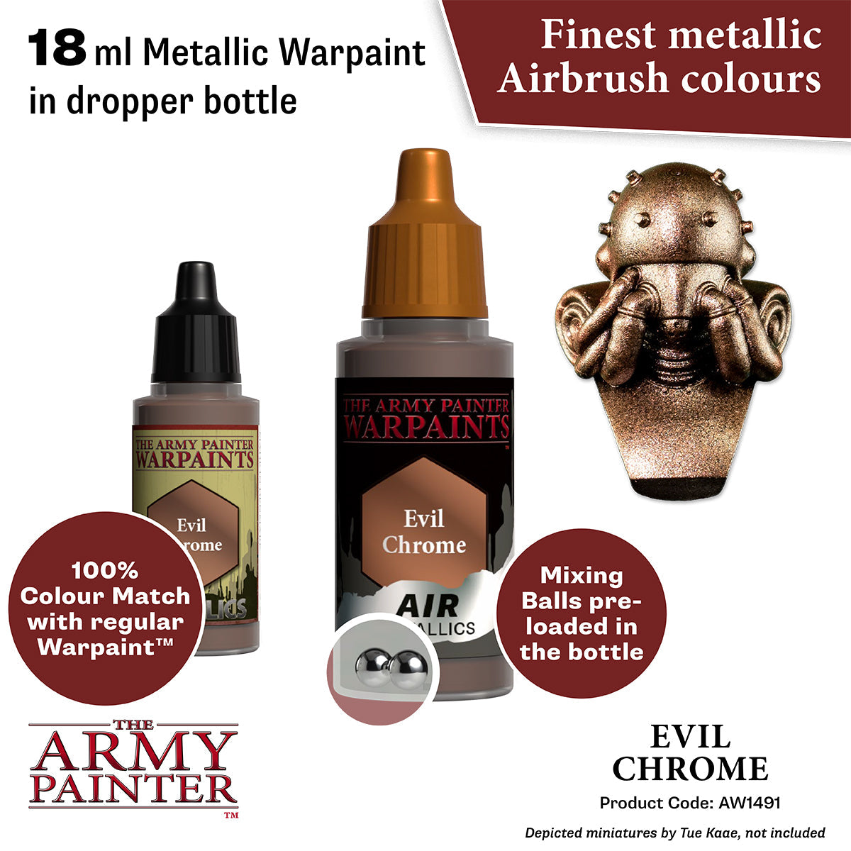 Warpaints Air Metallics: Evil Chrome - Premium Metallic Paint for Miniatures & Models - Perfect for Warhammer, Cosplay & DIY Crafts