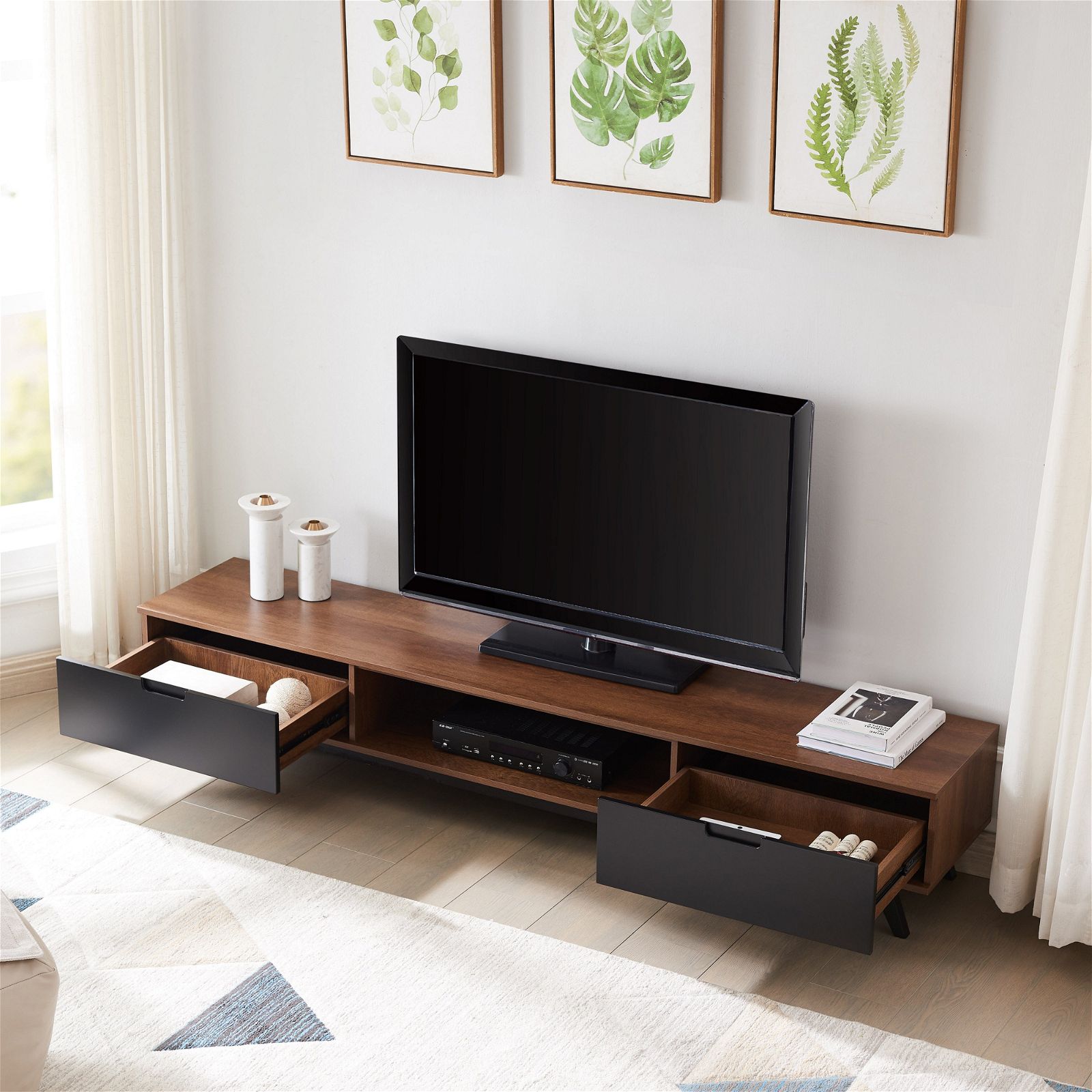 Tauris NOVA LL Entertainment Unit in Dark Oak - Modern TV Stand for Living Room, Home Theater & Media Storage