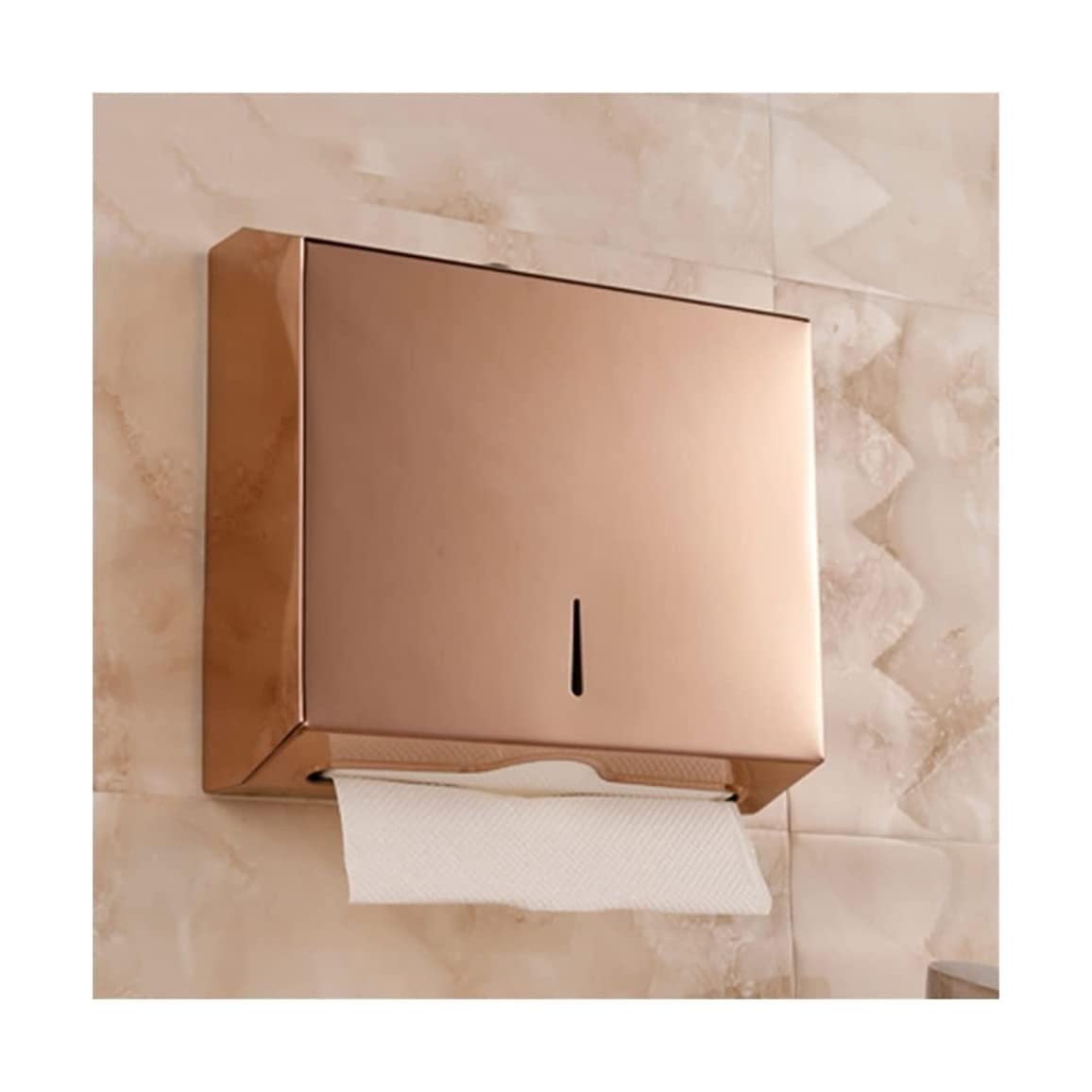 Rose Gold Stainless Steel Commercial Paper Towel Dispenser - High Capacity Wall Mounted with Locking Mechanism for Bathroom, Hotel & Home Use - Durable & Stable for Heavy-Duty Towel Storage