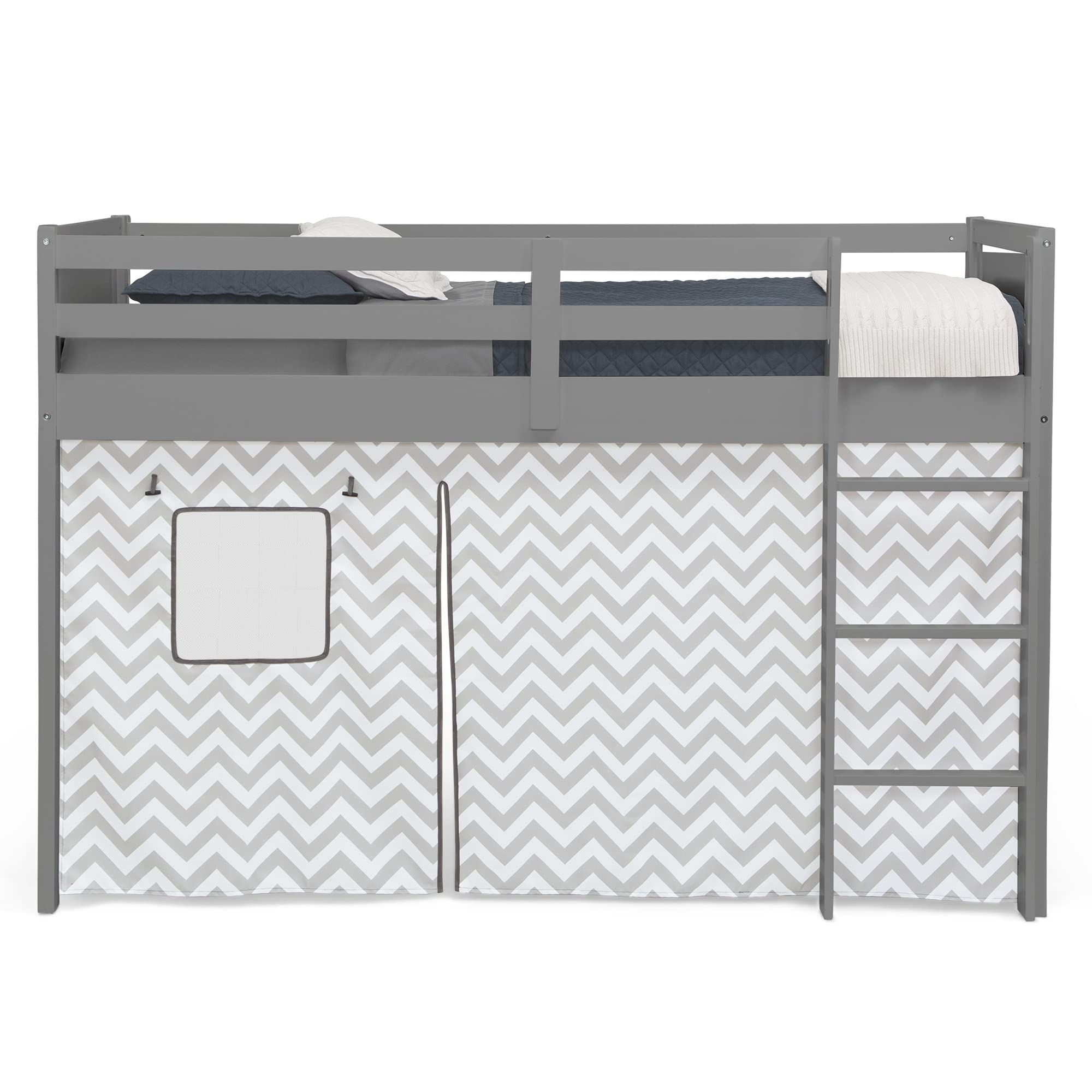 Delta Children Loft Bed Tent Curtain Set for Twin Loft Beds (Bed Sold Separately) - Grey Chevron Design | Perfect for Kids' Bedroom Decor, Sleepovers & Playtime Adventures