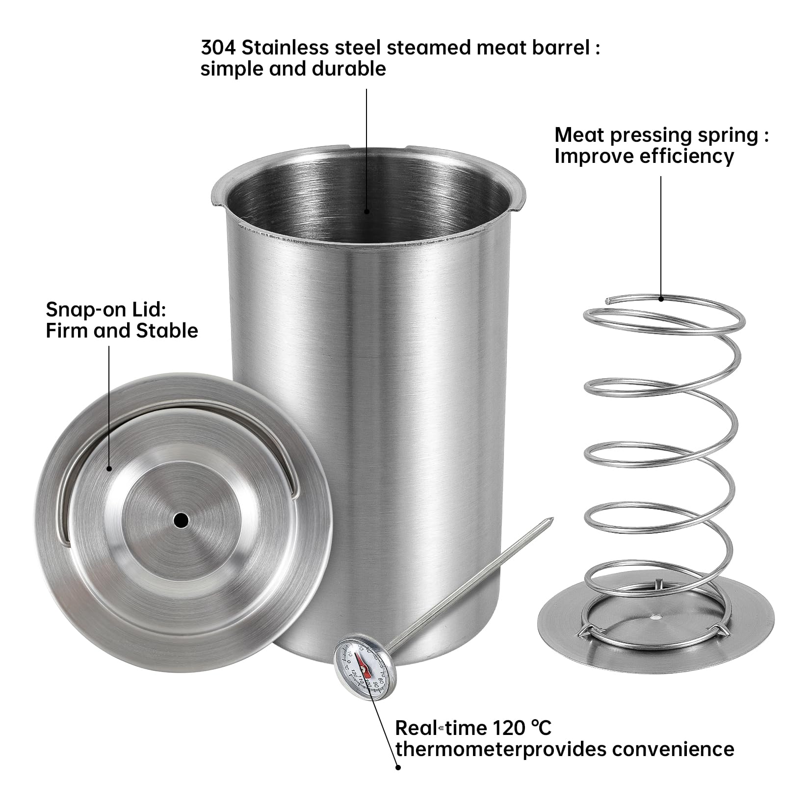 Premium 304 Stainless Steel Meat Press Cooker - Heavy Duty Ham Press Maker for Pork, Beef, Fish & Poultry | Round Shape Deli Meat Press Machine for Homemade Sausages, Burgers & BBQ | Perfect for Restaurants, Home Kitchens & Outdoor Cooking