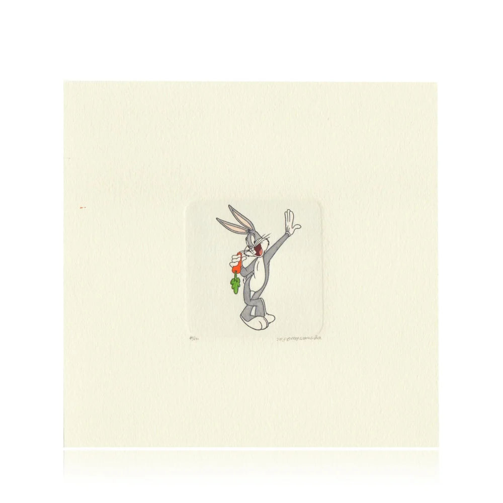 Bugs Bunny Etching Artwork - Sowa & Reiser #D/500 - Hand Painted Looney Tunes Collectible - Perfect for Cartoon Fans & Home Decor