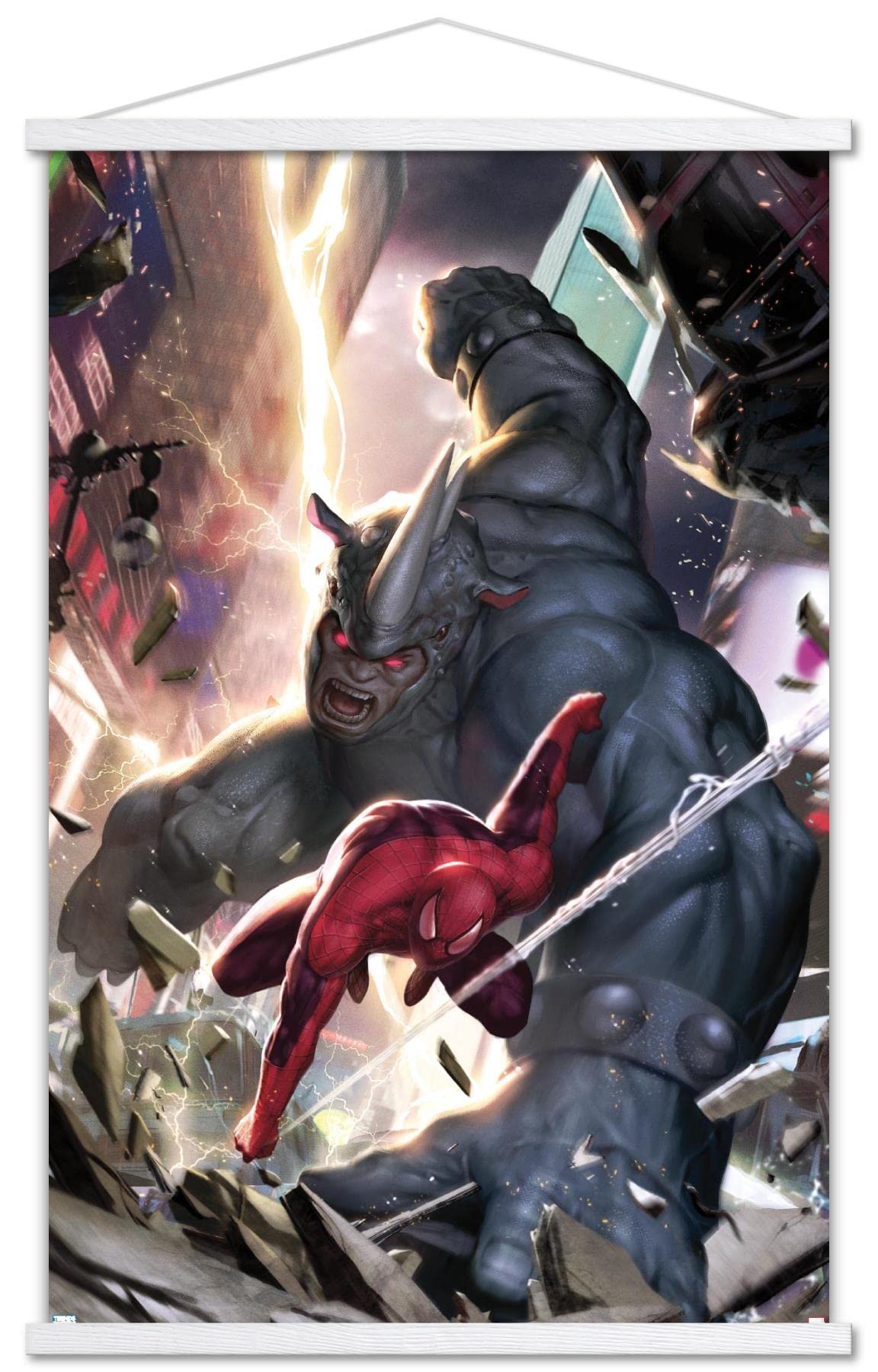 Marvel Comics Spider-Man, Rhino & X-23 Wall Poster Set - Premium 22.375x34 Inch Magnetic Frame Poster with White Hanger | Home Decor, Bedroom Art, Gift for Superhero Fans