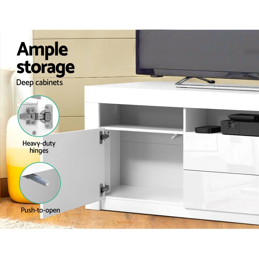 Artiss 160cm White Entertainment TV Stand with LED Lighting - Modern TV Cabinet for Living Room, Bedroom & Home Theater Setup
