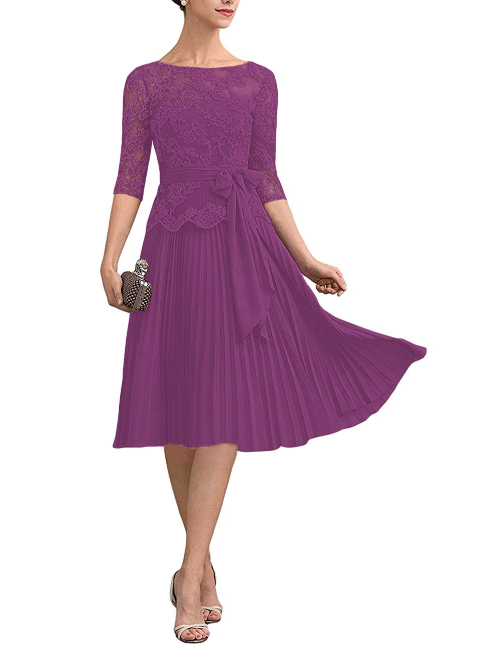 Elegant Short Sleeve Lace Applique Mother of The Bride Dress - Perfect for Weddings, Proms & Special Occasions