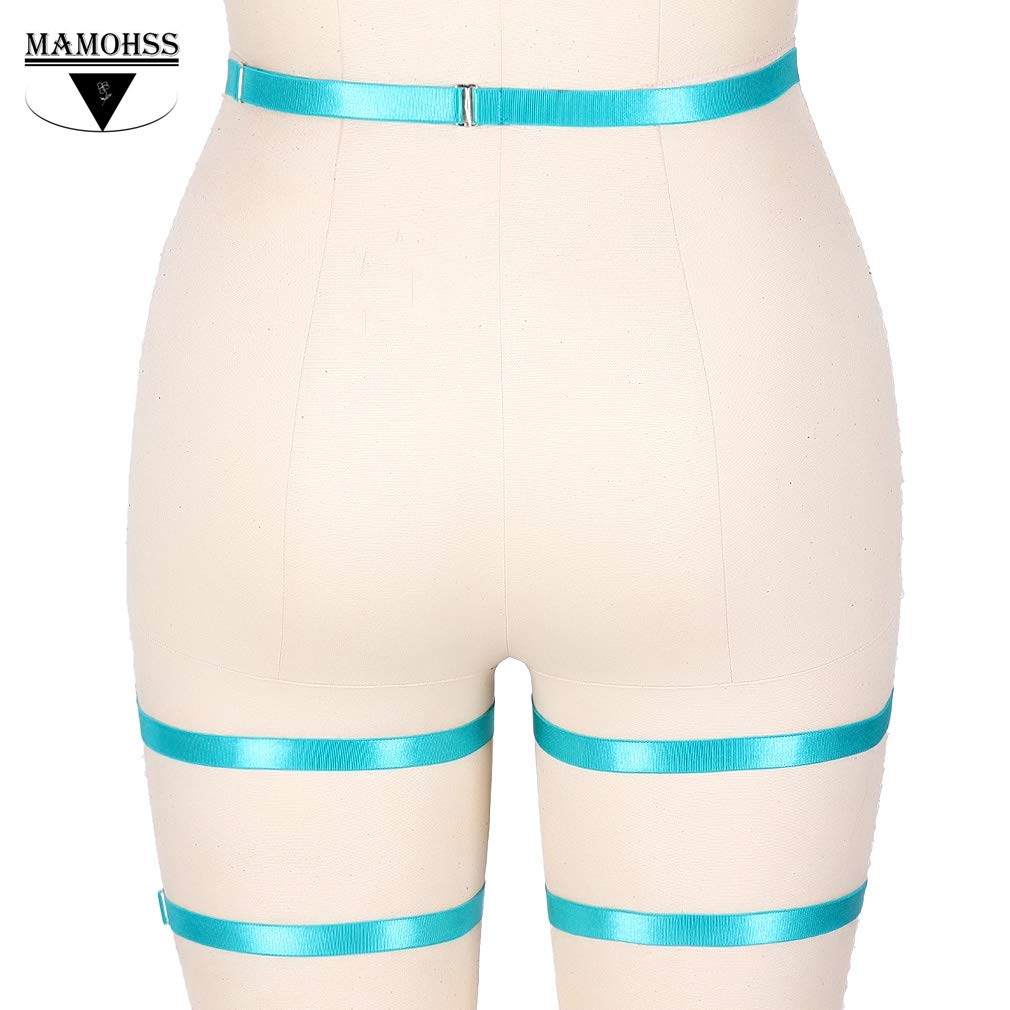MAMOHSS Women's Sexy Harness Garter Belt - Hollow Out Lace Elastic Adjustable Plus Size Thigh Straps for Lingerie, Boudoir, Role Play & Special Occasions