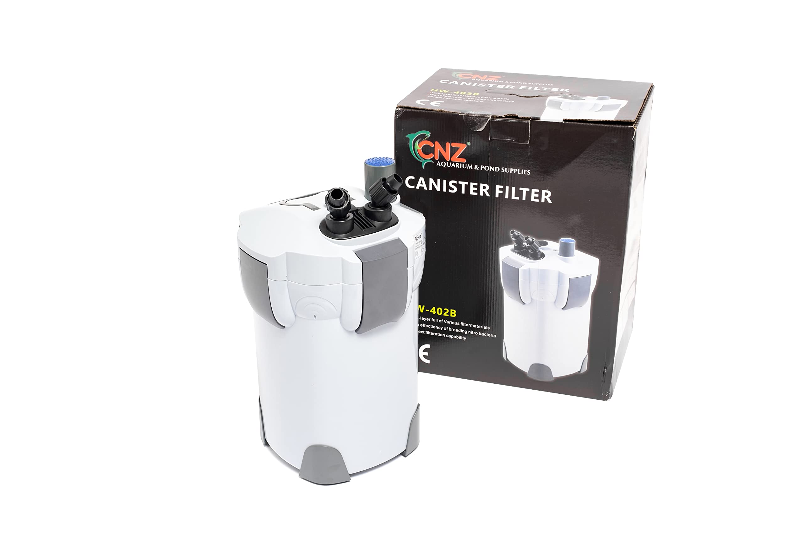 CNZ HW-402B 265GPH Canister Filter with Built-in 9W UV Sterilizer for Aquarium, Fish Tank, Pond - Professional Water Filtration System for Clean and Healthy Aquatic Environment