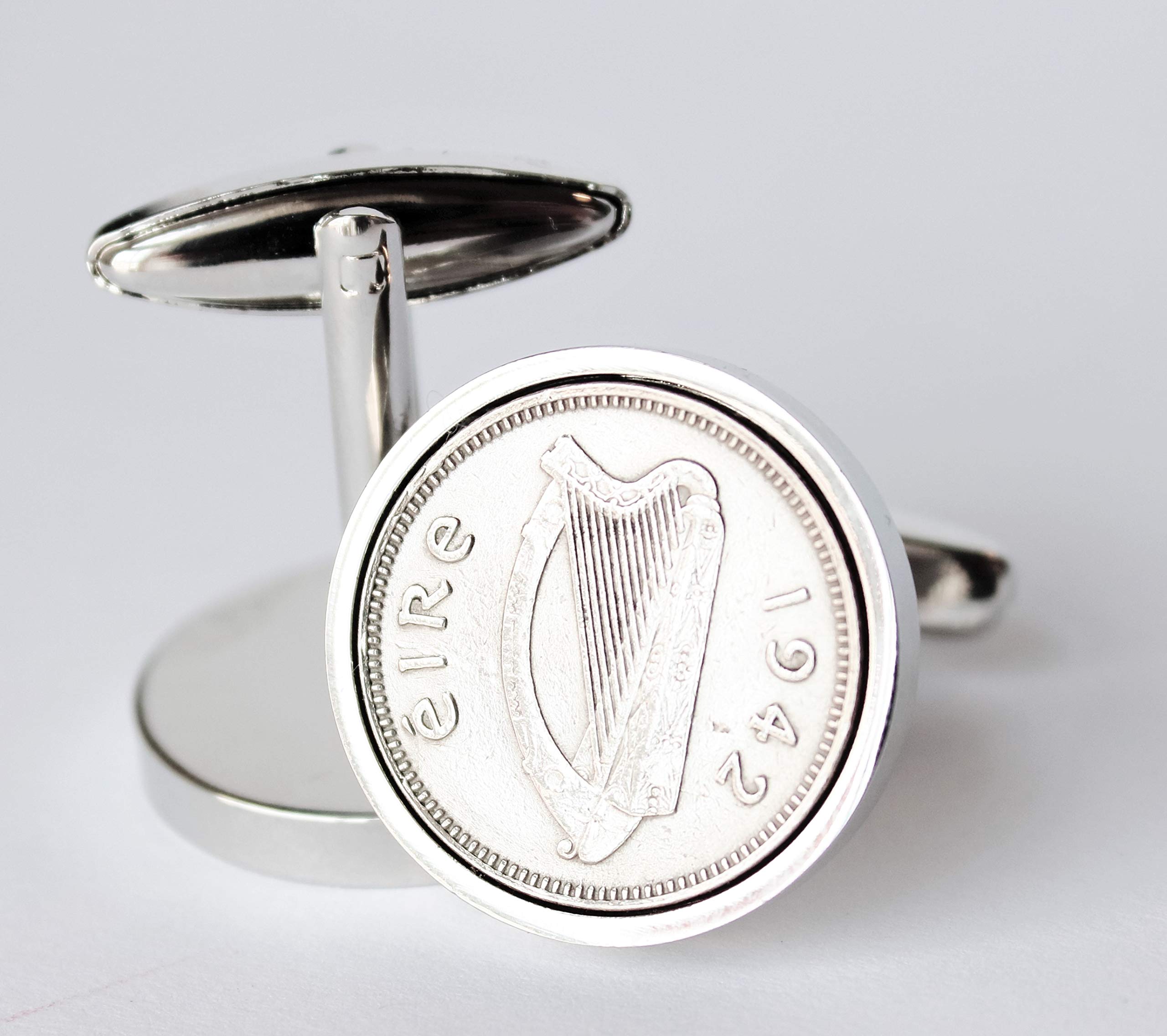 1942 Irish Threepence Coin Cufflinks - Unique 81st Birthday Gift for Men - Perfect for Anniversaries & Special Occasions