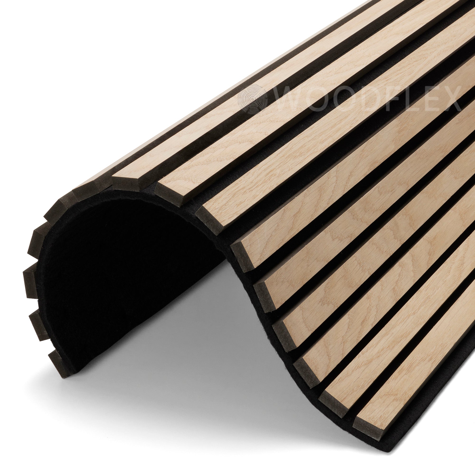 WOODFLEX Flexible Acoustic Wood Slat Wall Panel - Oak Veneer 94.5'' x 23.6'' - Soundproofing & Decorative Wall Treatment for Home Theater, Office, and Studio