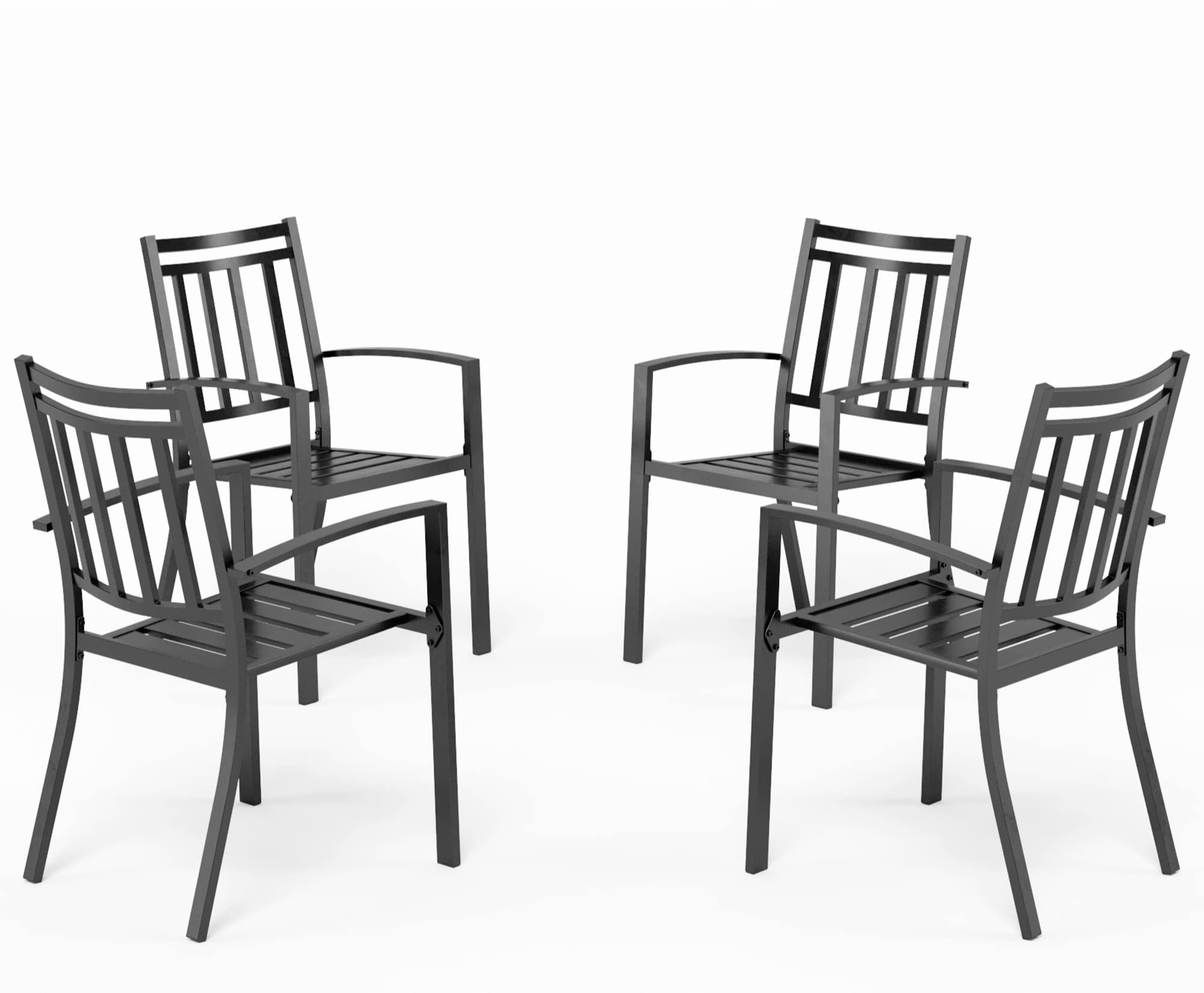 HERA'S PALACE Outdoor Dining Chairs Set of 4 - Black Patio Chairs with Armrests, Stackable Iron Chairs for Poolside, Balcony, Yard, Garden & Outdoor Entertaining