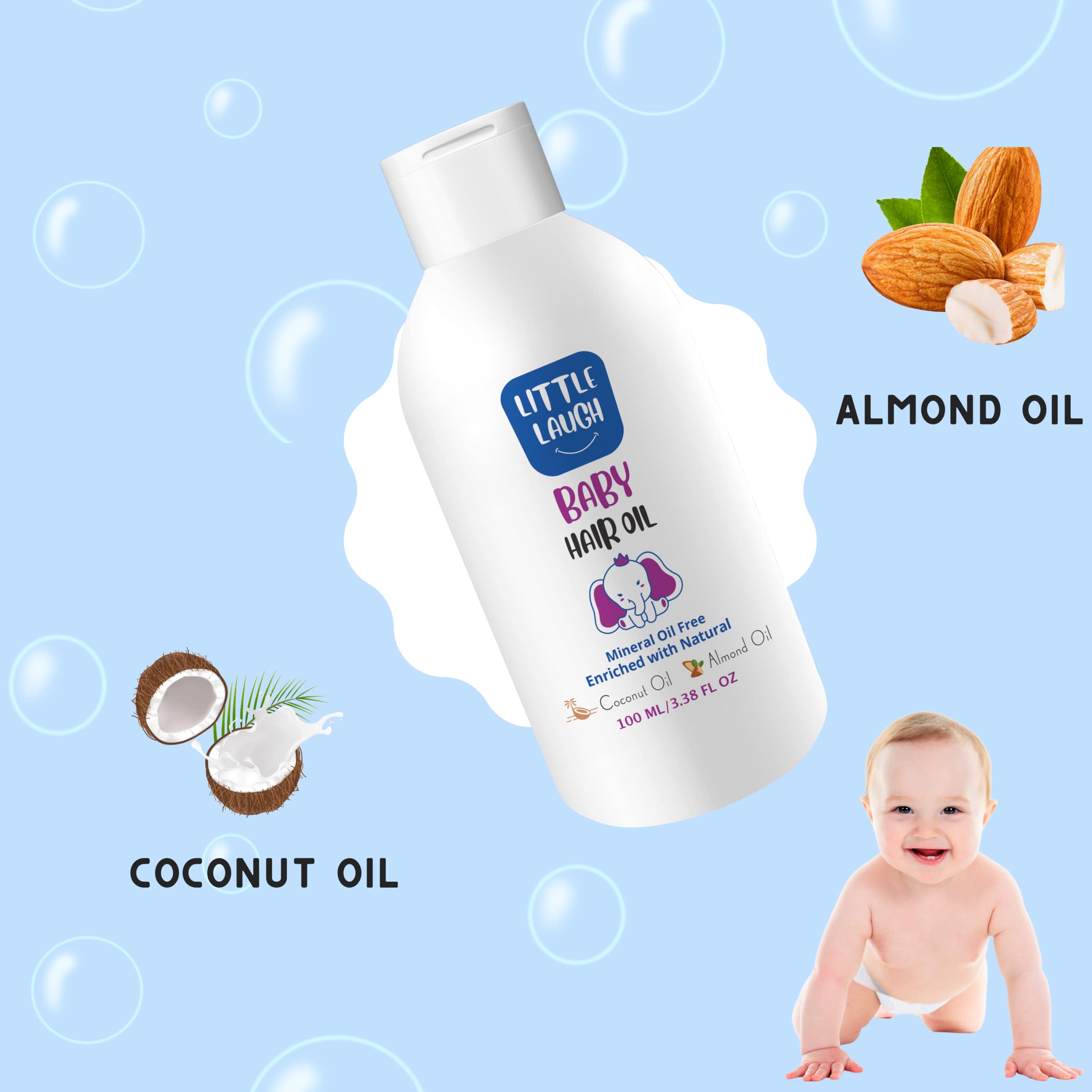 Little Laugh Baby Shampoo 250ml & Hair Oil 100ml Combo Set - Gentle Nourishing Care for Newborn & Infant Delicate Hair - Perfect for Daily Bath Time & Baby Hair Care Routine