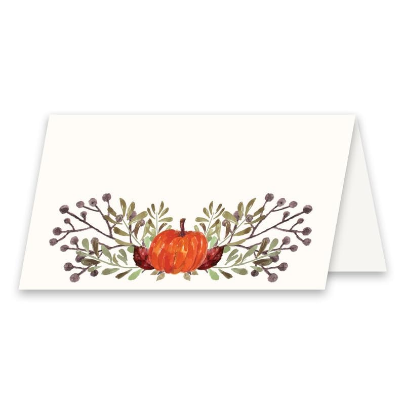 Premium Thanksgiving Table Place Cards with Pumpkin & Fall Leaves Design - 50 Pack Tent Style Name Cards for Holiday Dinner Settings - Handcrafted in USA | Perfect for Autumn Gatherings, Family Feasts & Thanksgiving Decor