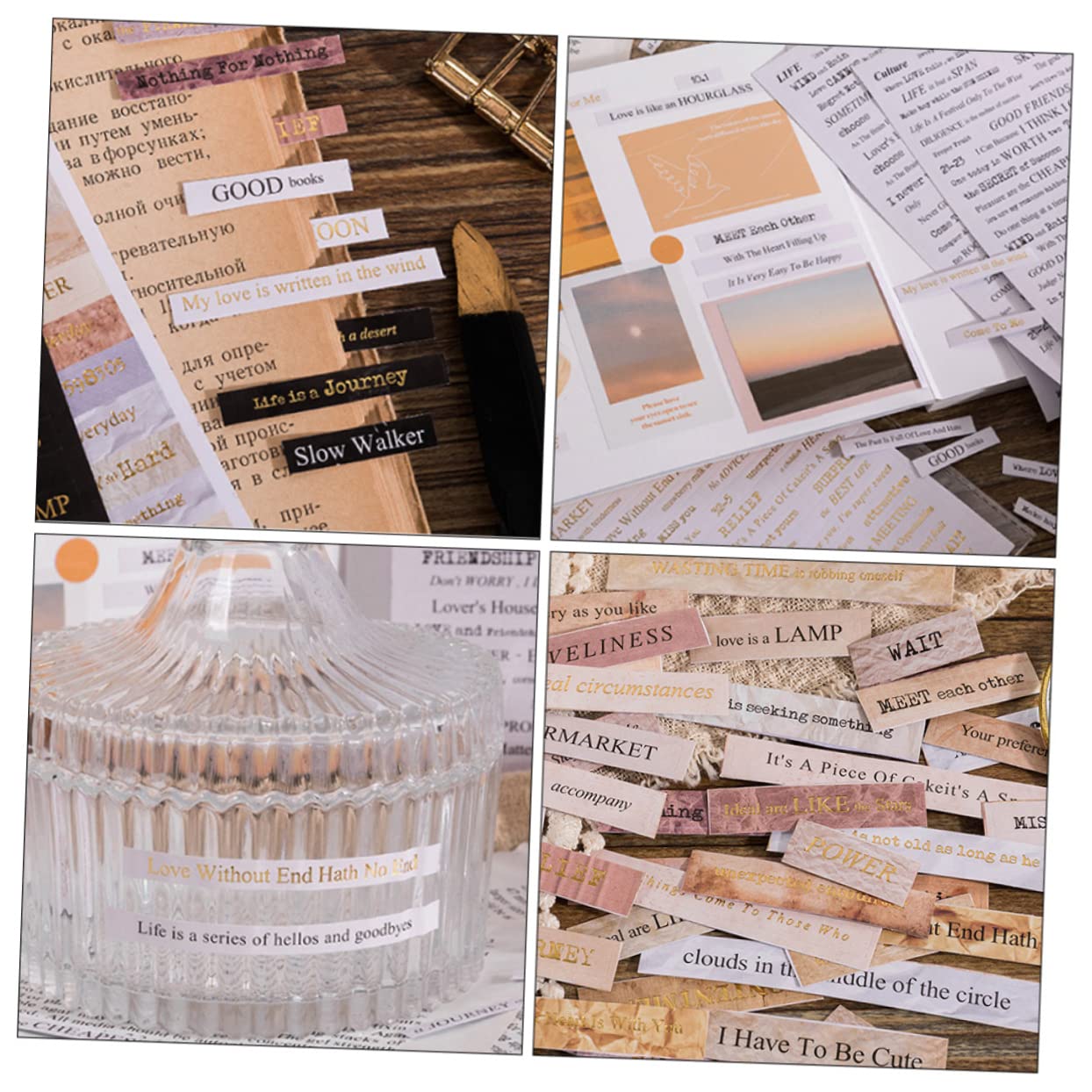 VILLCASE 20 Sets Craft Stickers - English Letter Stickers, Paper Stamps & Decorative Stickers for Scrapbooking, Journaling, DIY Projects & Home Decor | Multifunctional Stationery Supplies